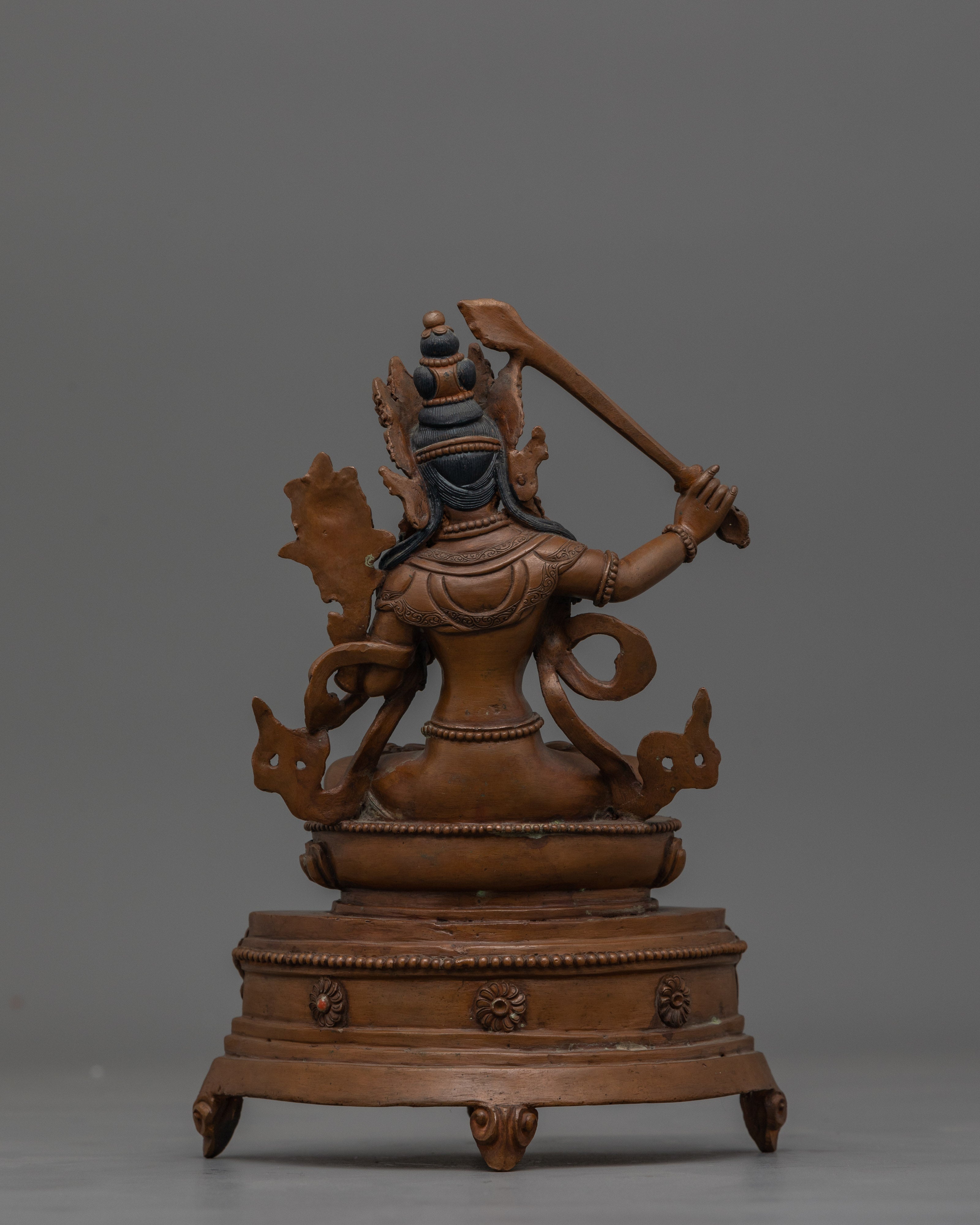 Guardian Manjushri Sculpture for Dharma | Holder of the Prajnaparamita Sutra