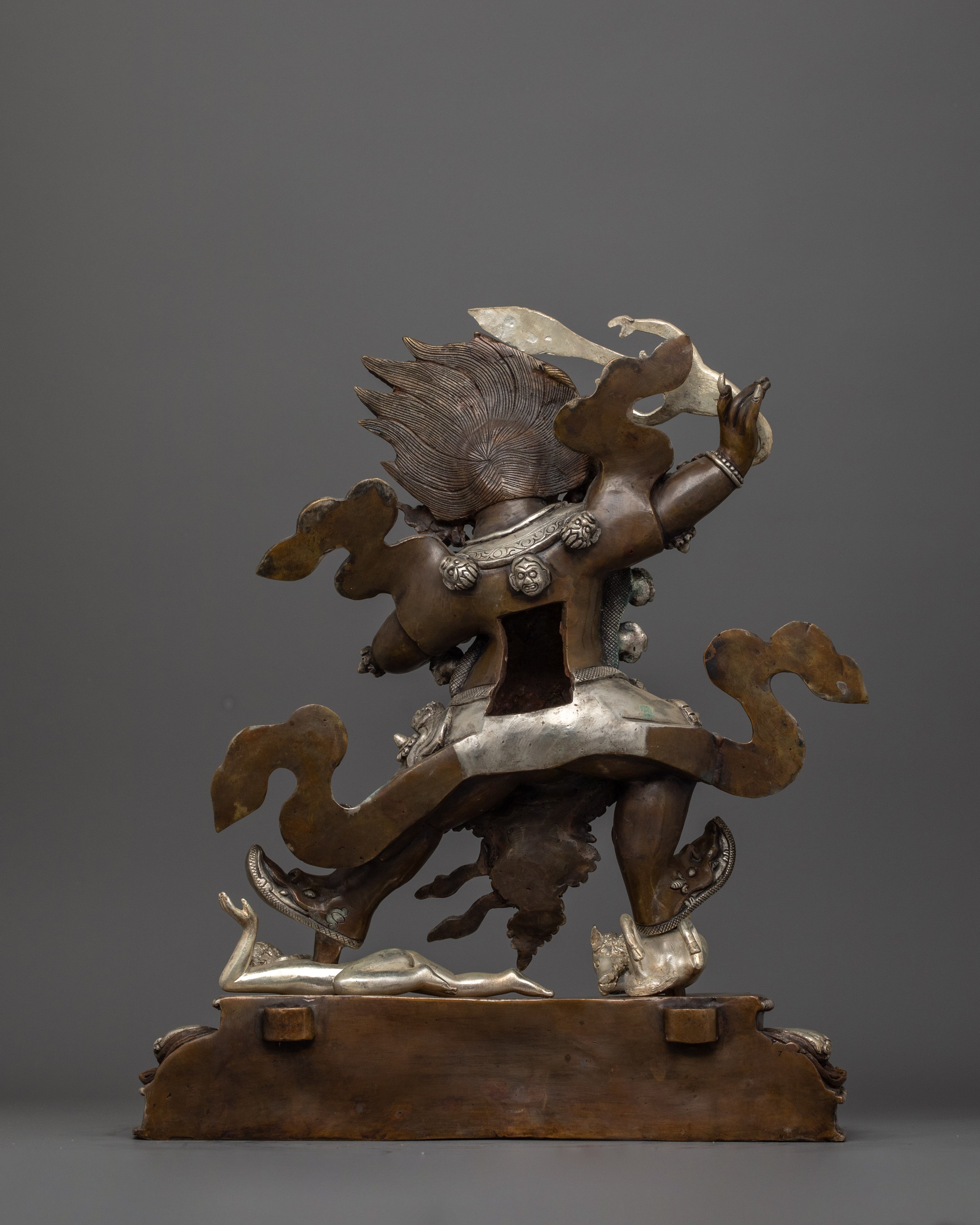 Handcrafted Silver-Plated Begtse Chen Statue | Protector Deity for Spiritual Harmony