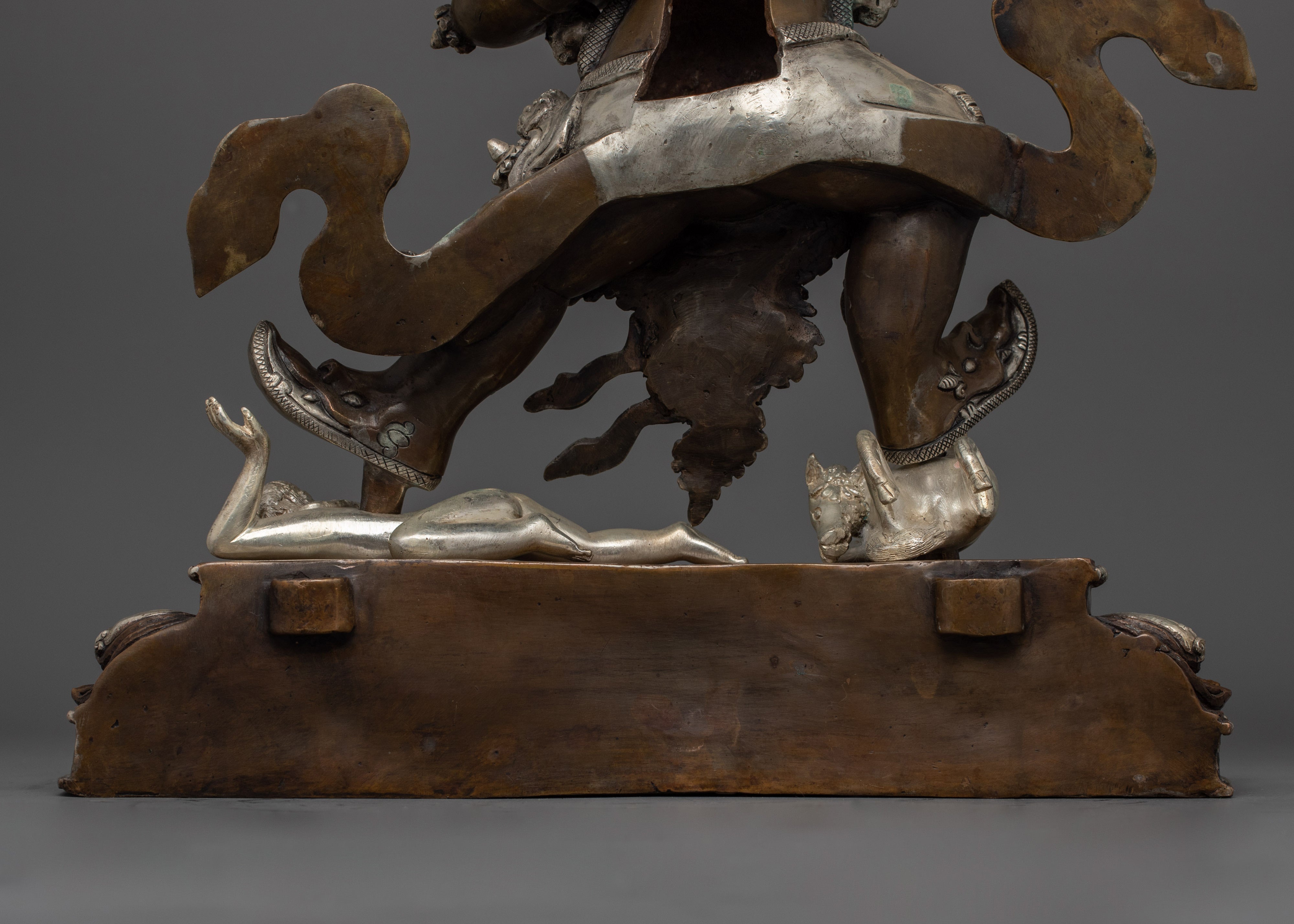 Handcrafted Silver-Plated Begtse Chen Statue | Protector Deity for Spiritual Harmony