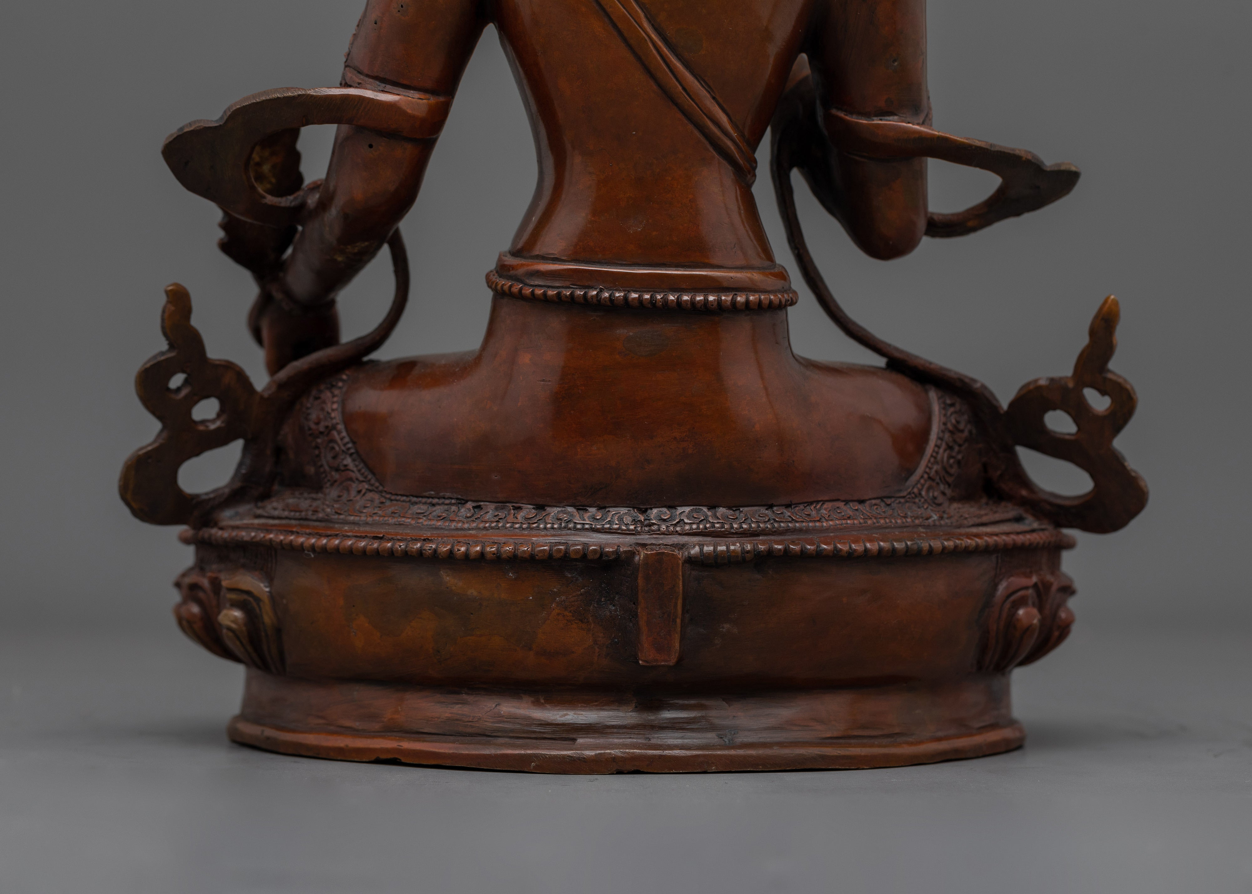 Oxidized Copper Kshitigarbha Saviour Bodhisattva Sculpture | Spiritual Guidance Decor