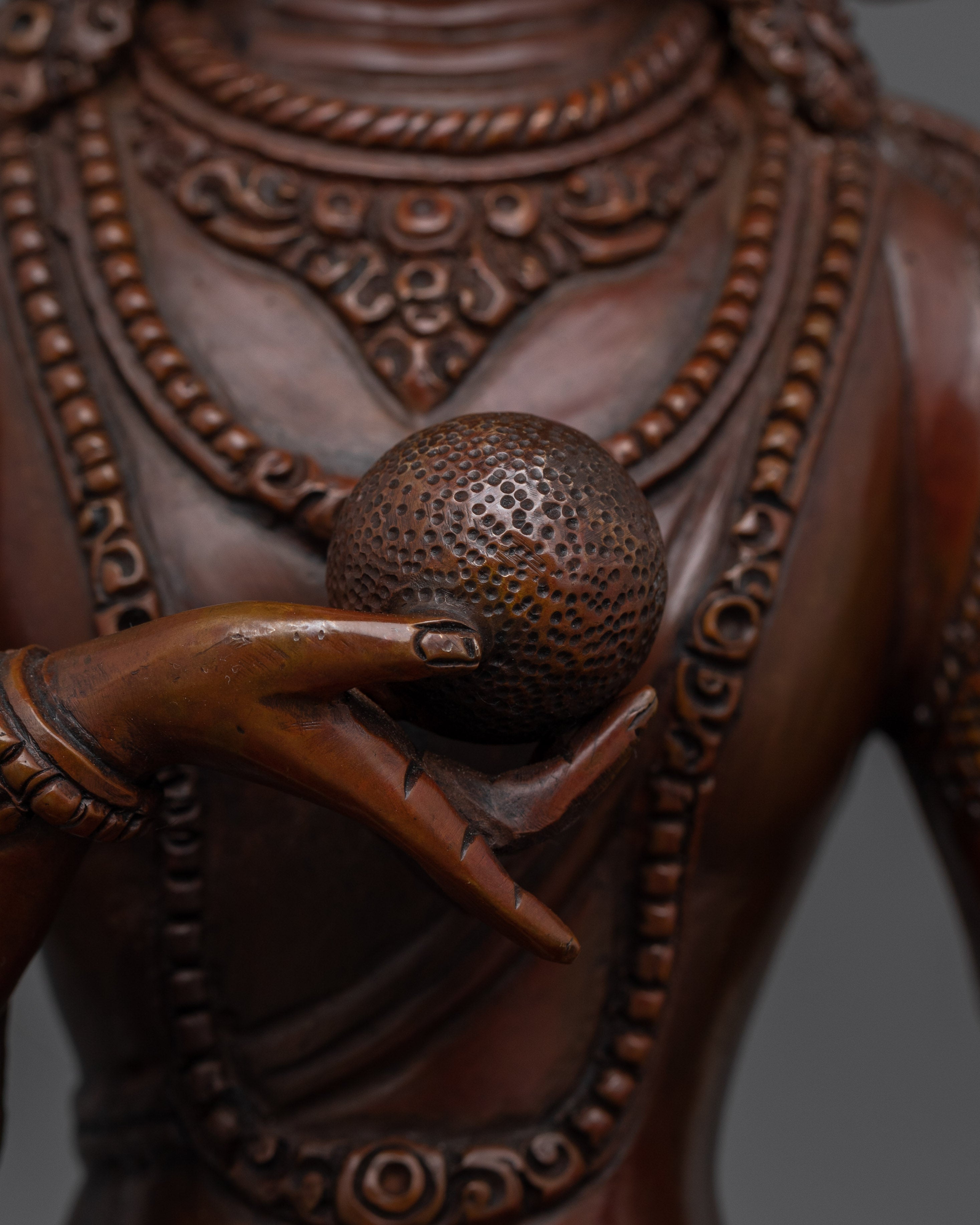 Oxidized Copper Kshitigarbha Saviour Bodhisattva Sculpture | Spiritual Guidance Decor