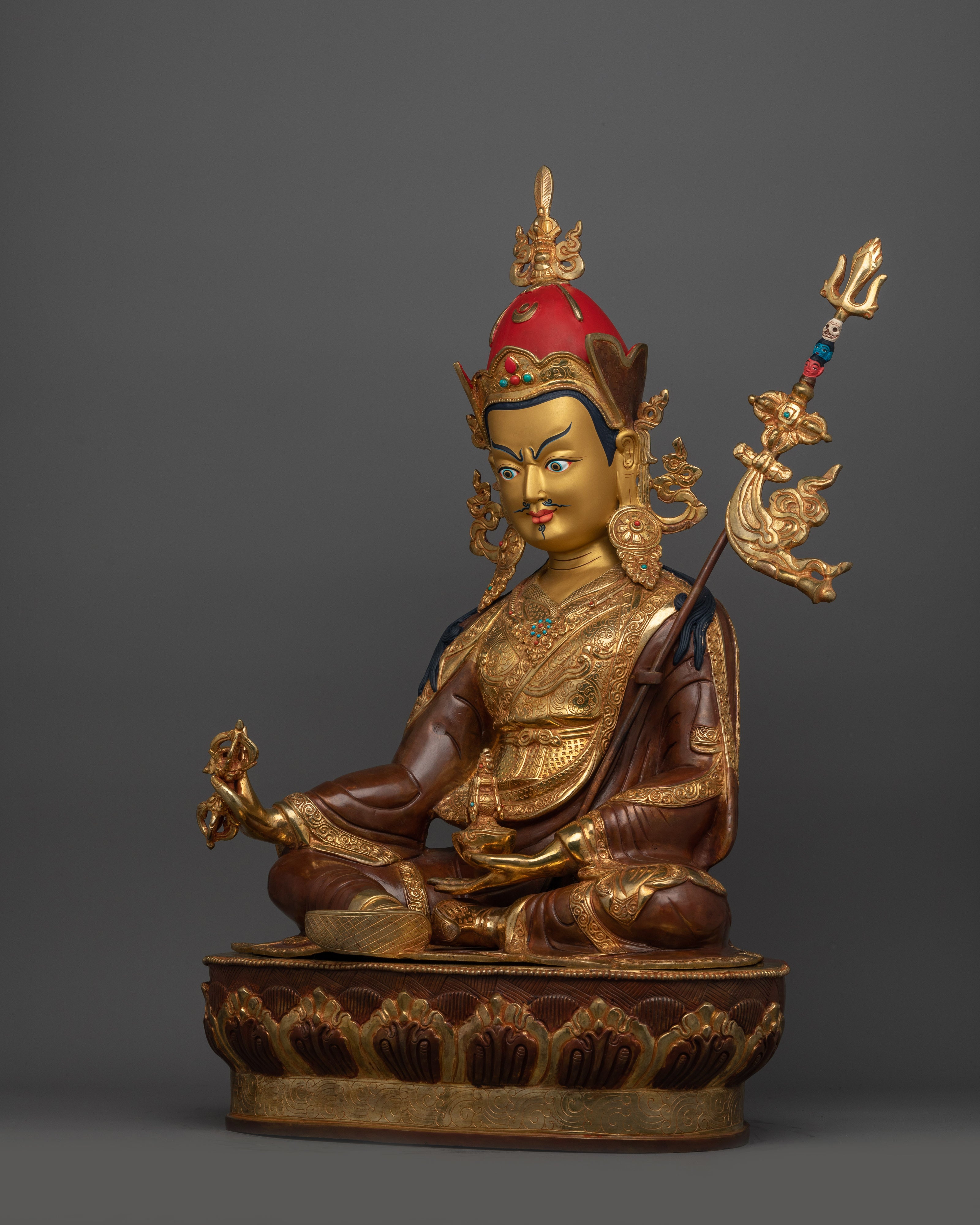 Guru Rinpoche Oxidized Copper Sculpture | Lotus Born Tantric Master
