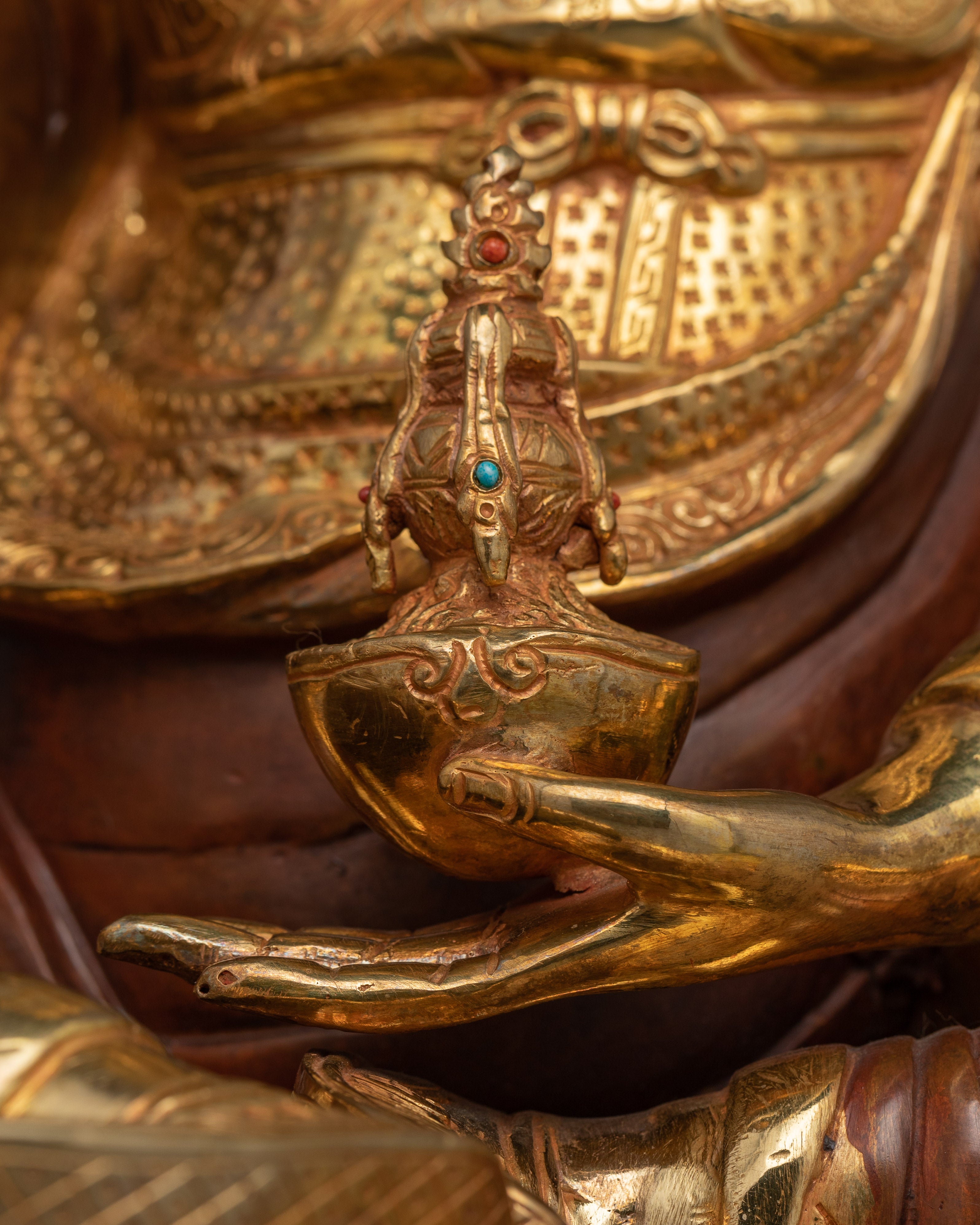 Guru Rinpoche Oxidized Copper Sculpture | Lotus Born Tantric Master