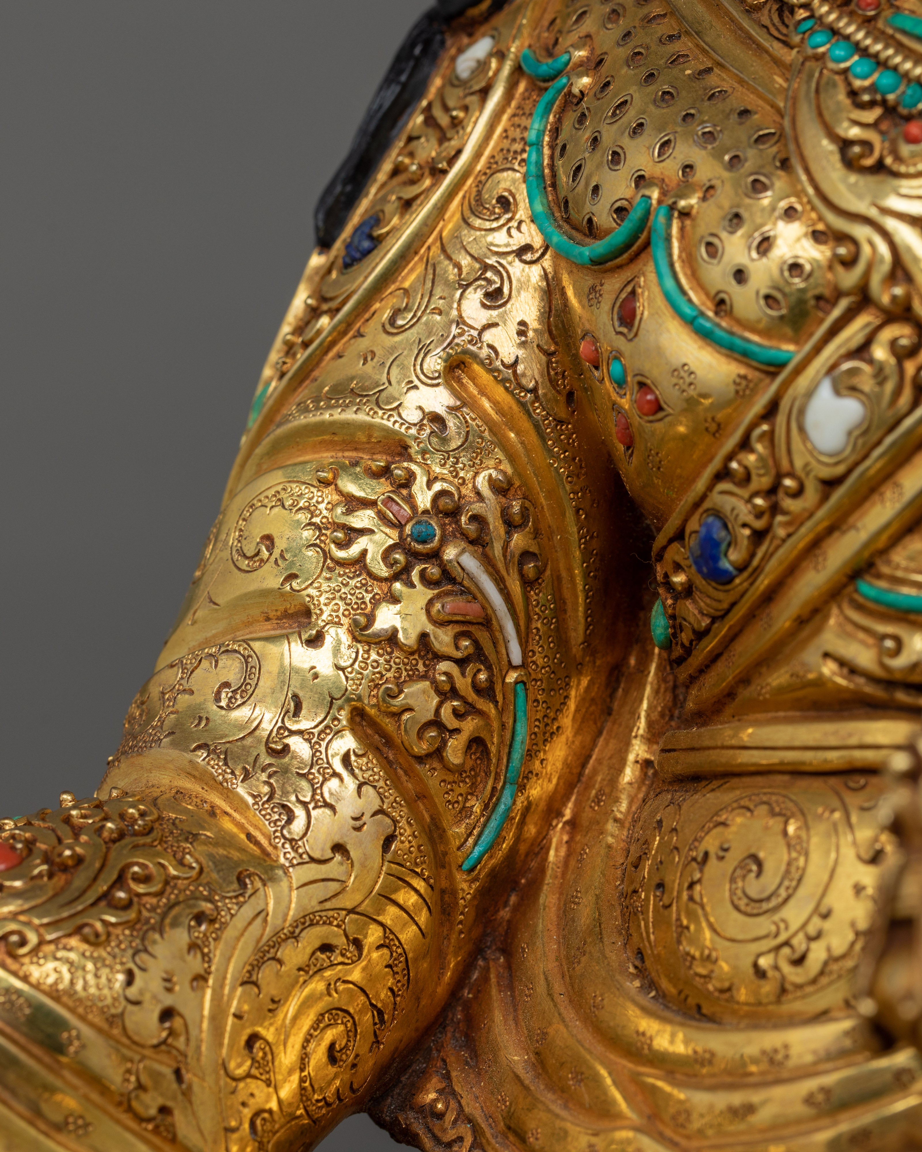 Crafted in 24K Gold Tibetan Padmasambhava Sculpture | The Lotus Born Master Figurine
