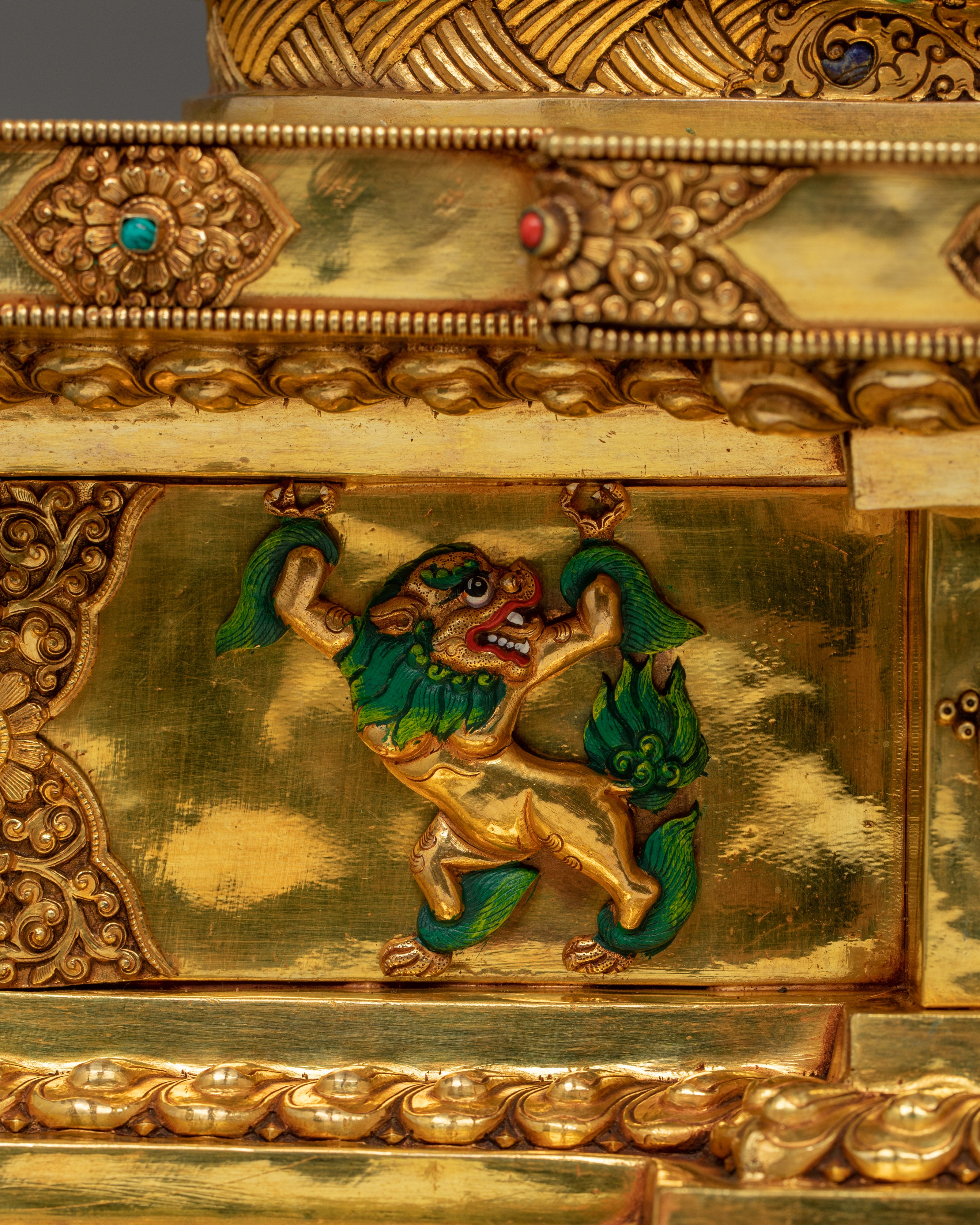 Guru Rinpoche with Sacred Halo Royal Throne Statue | Lotus-Born Padmasambhava Artwork