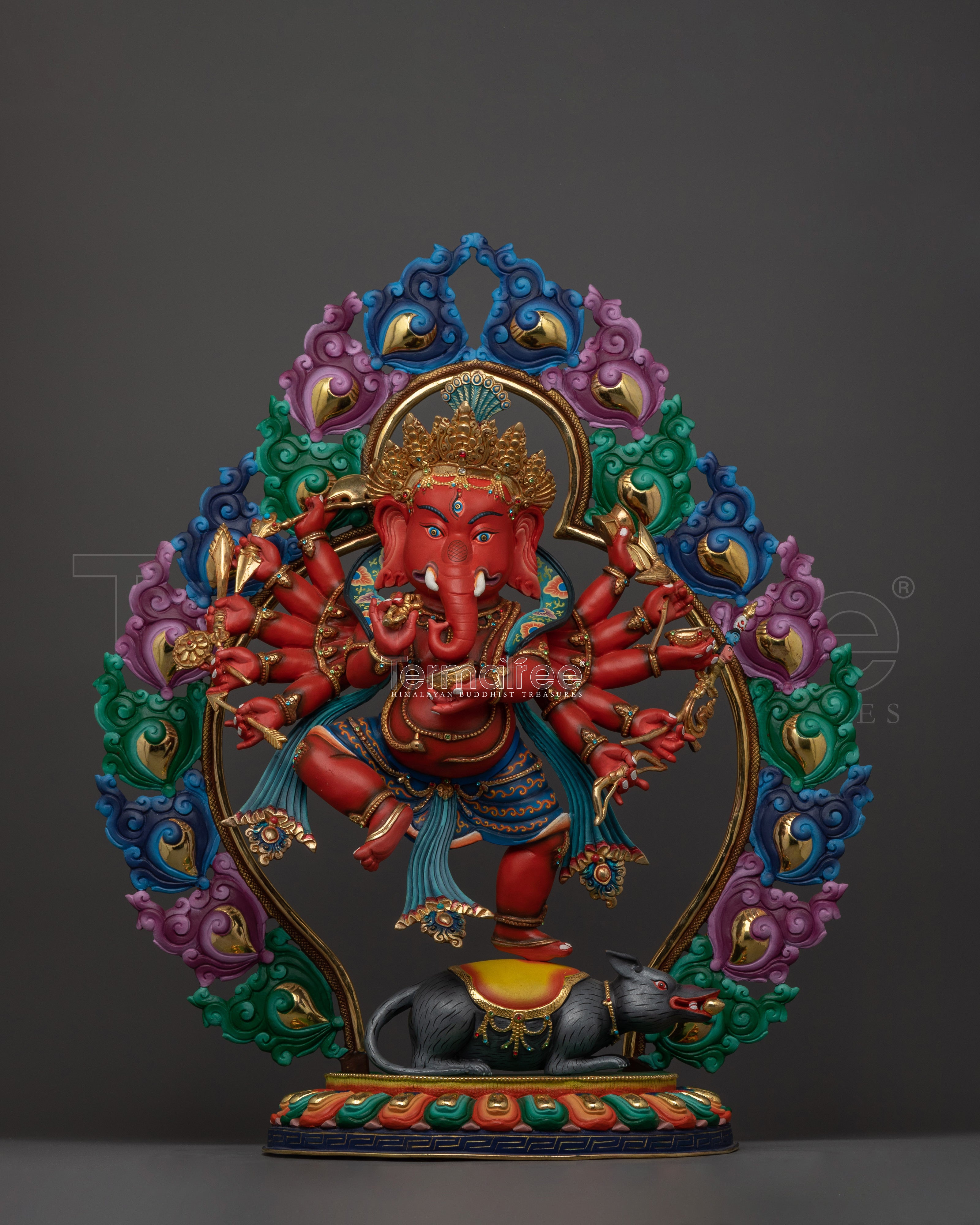 19.9 Inch Tall Religious Rakta Ganesh Statue | Handcrafted Nepalese Art