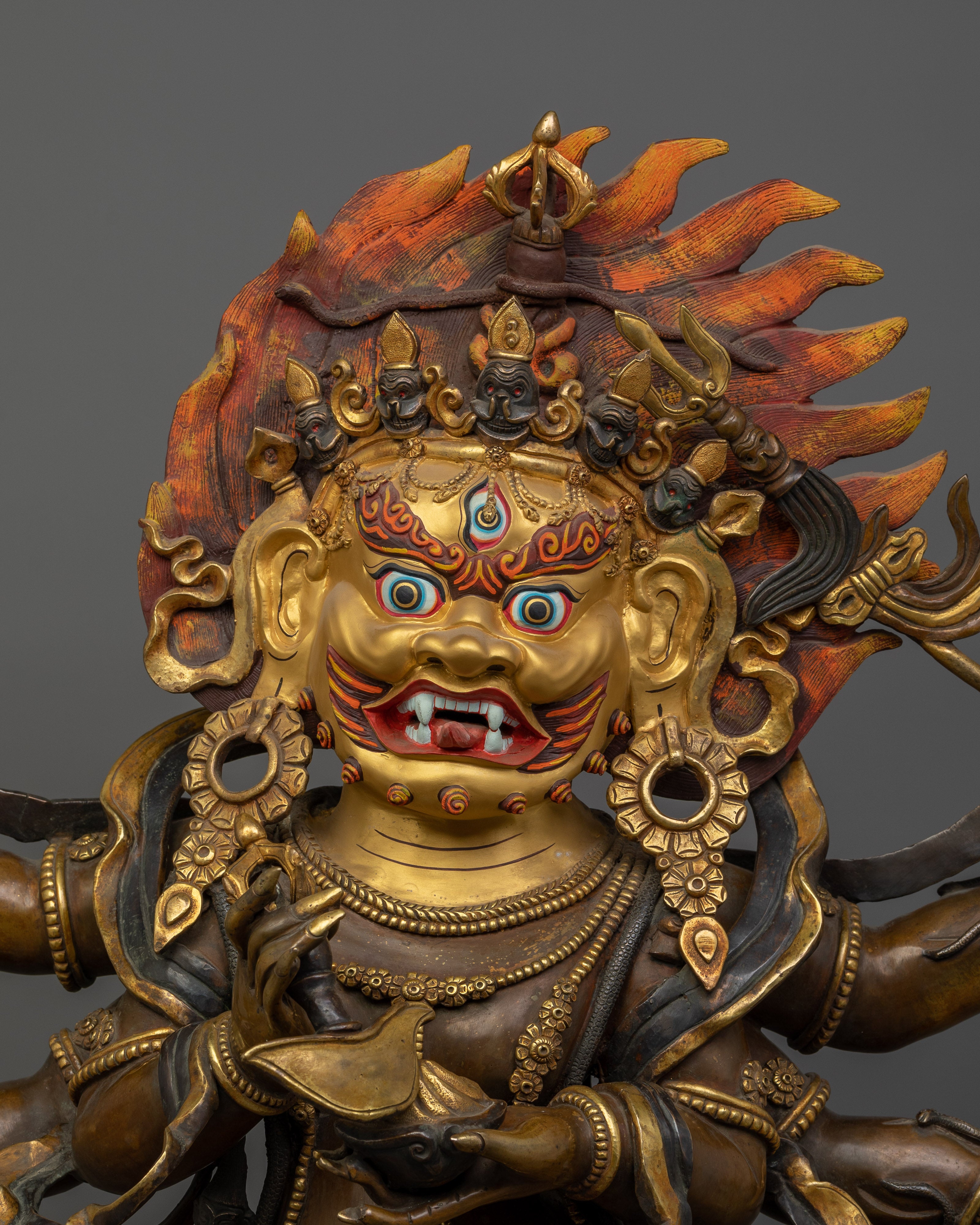 Wrathful Spiritual Six-Armed Mahakala Statue | Protector of the Dharma