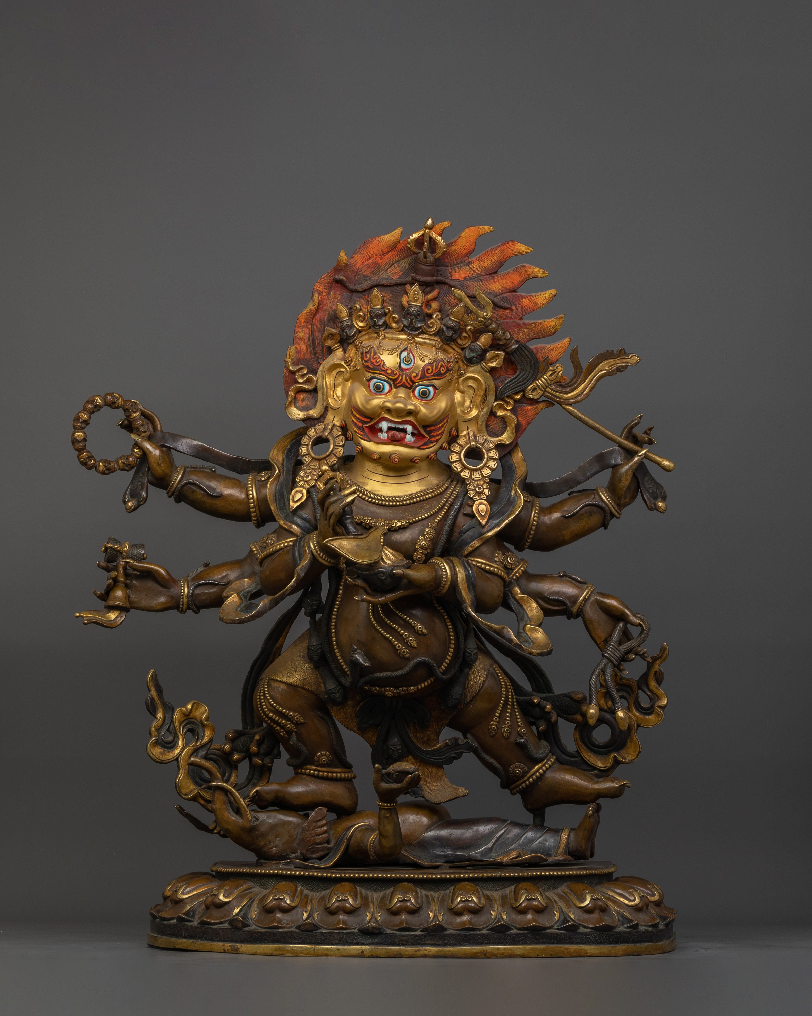 Wrathful Spiritual Six-Armed Mahakala Statue | Protector of the Dharma