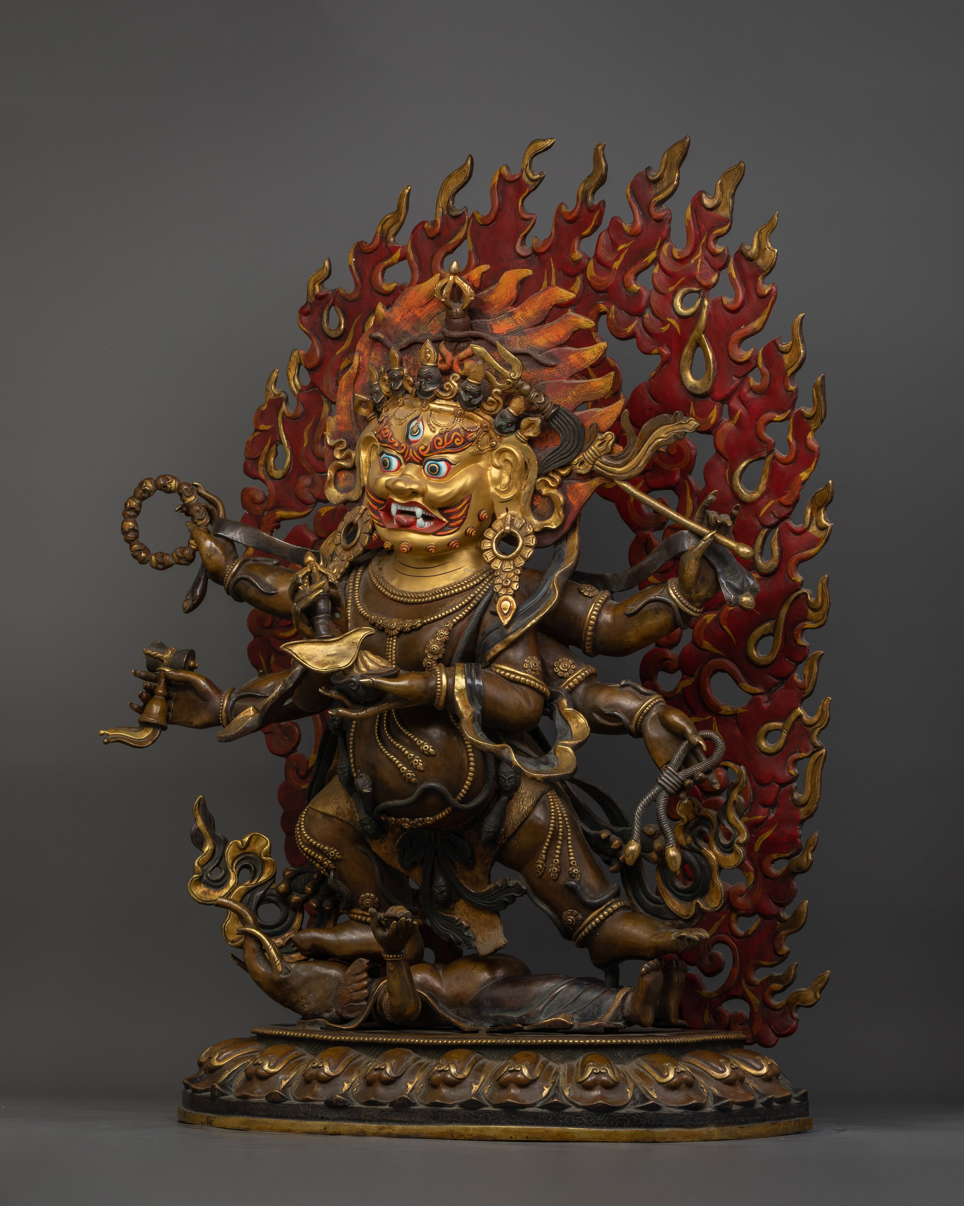 Wrathful Spiritual Six-Armed Mahakala Statue | Protector of the Dharma