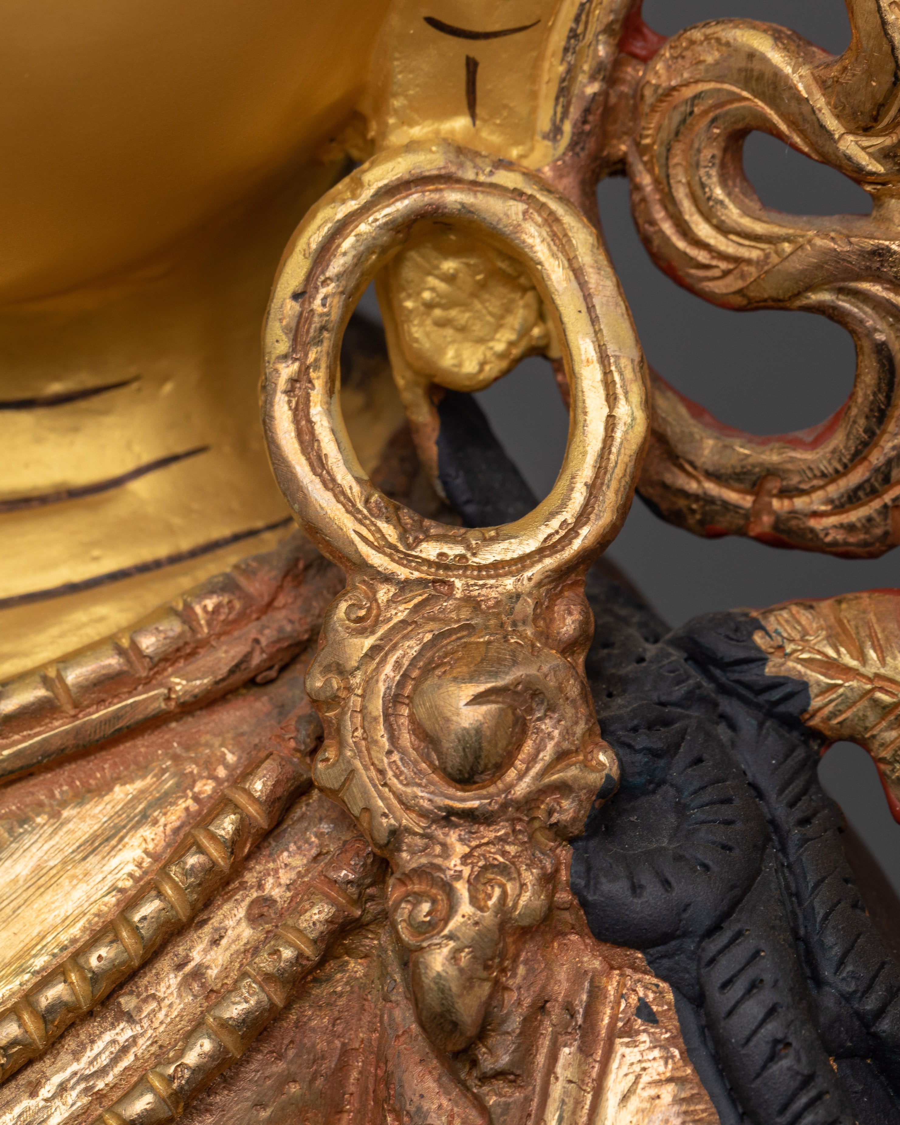 Manjushri with Halo Statue | 24K Gold Gilded Copper Artwork