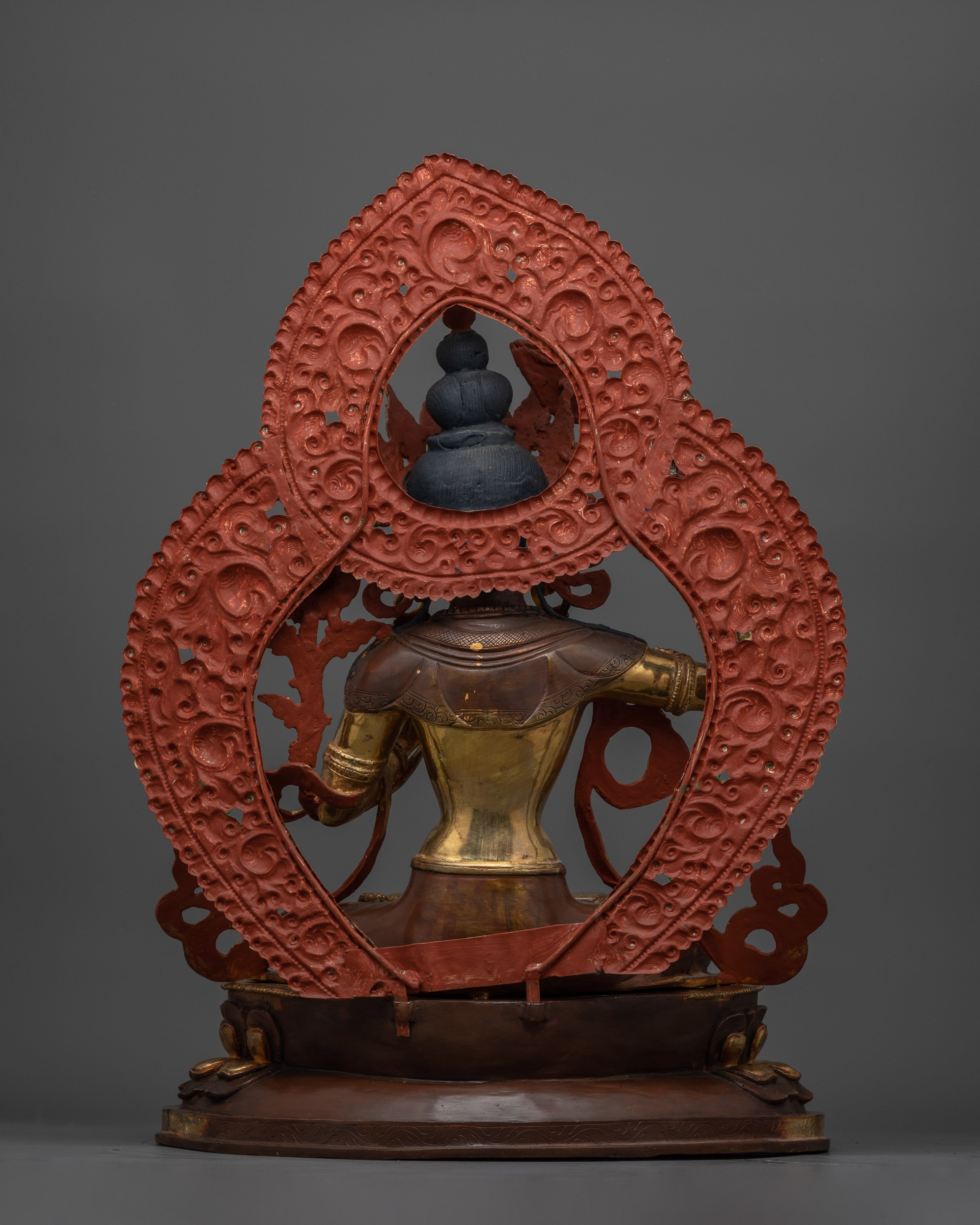 Manjushri with Halo Statue | 24K Gold Gilded Copper Artwork