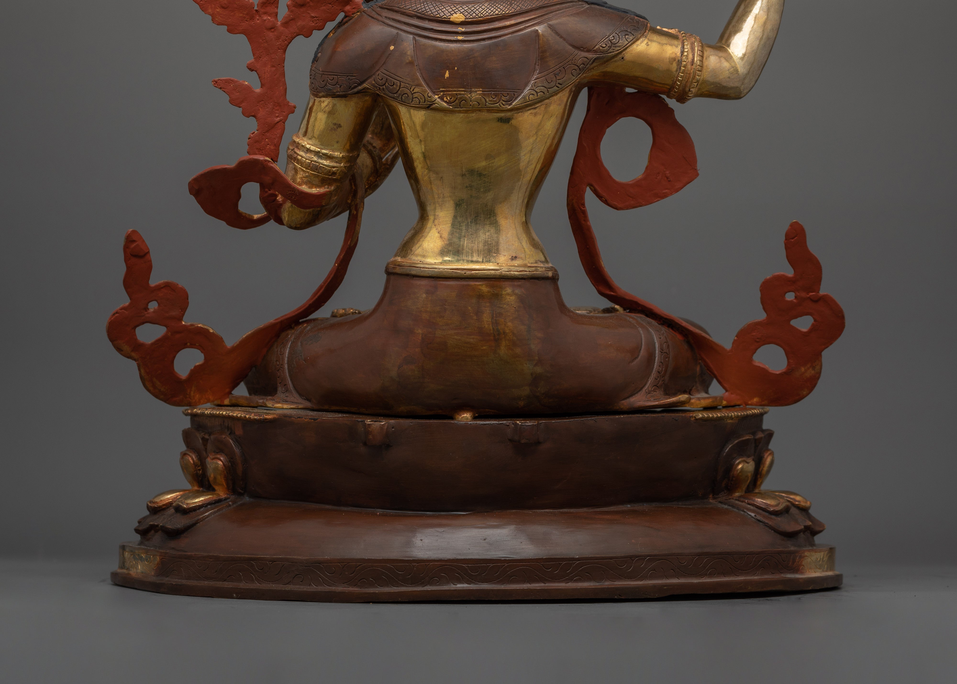 Manjushri with Halo Statue | 24K Gold Gilded Copper Artwork