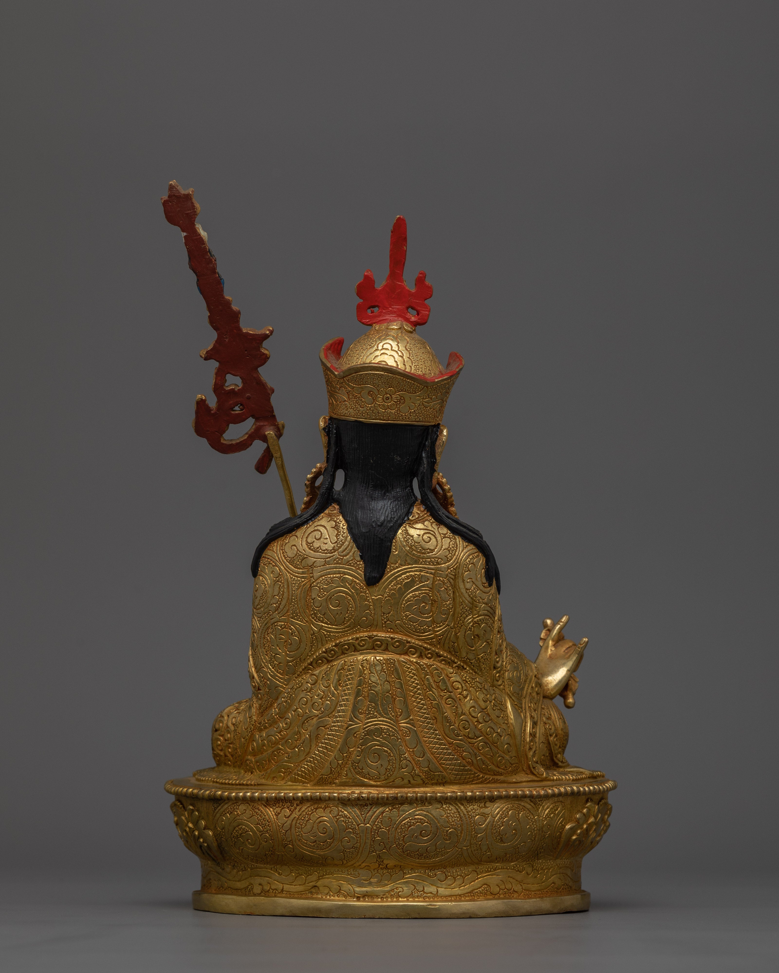 Handcrafted Guru Rinpoche Statue for Shrine| 24K Gold Gilded Copper Artwork