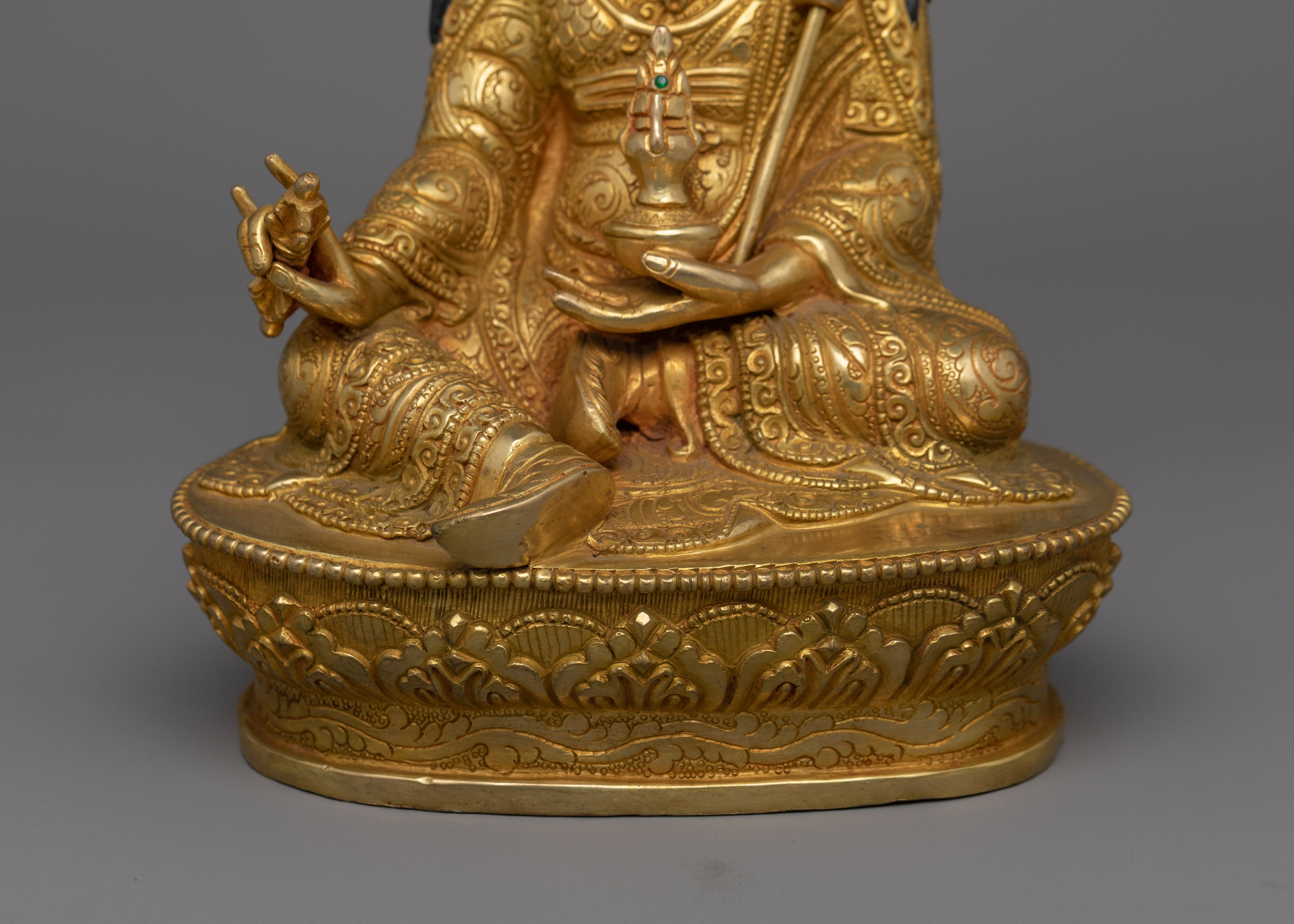 Handcrafted Guru Rinpoche Statue for Shrine| 24K Gold Gilded Copper Artwork