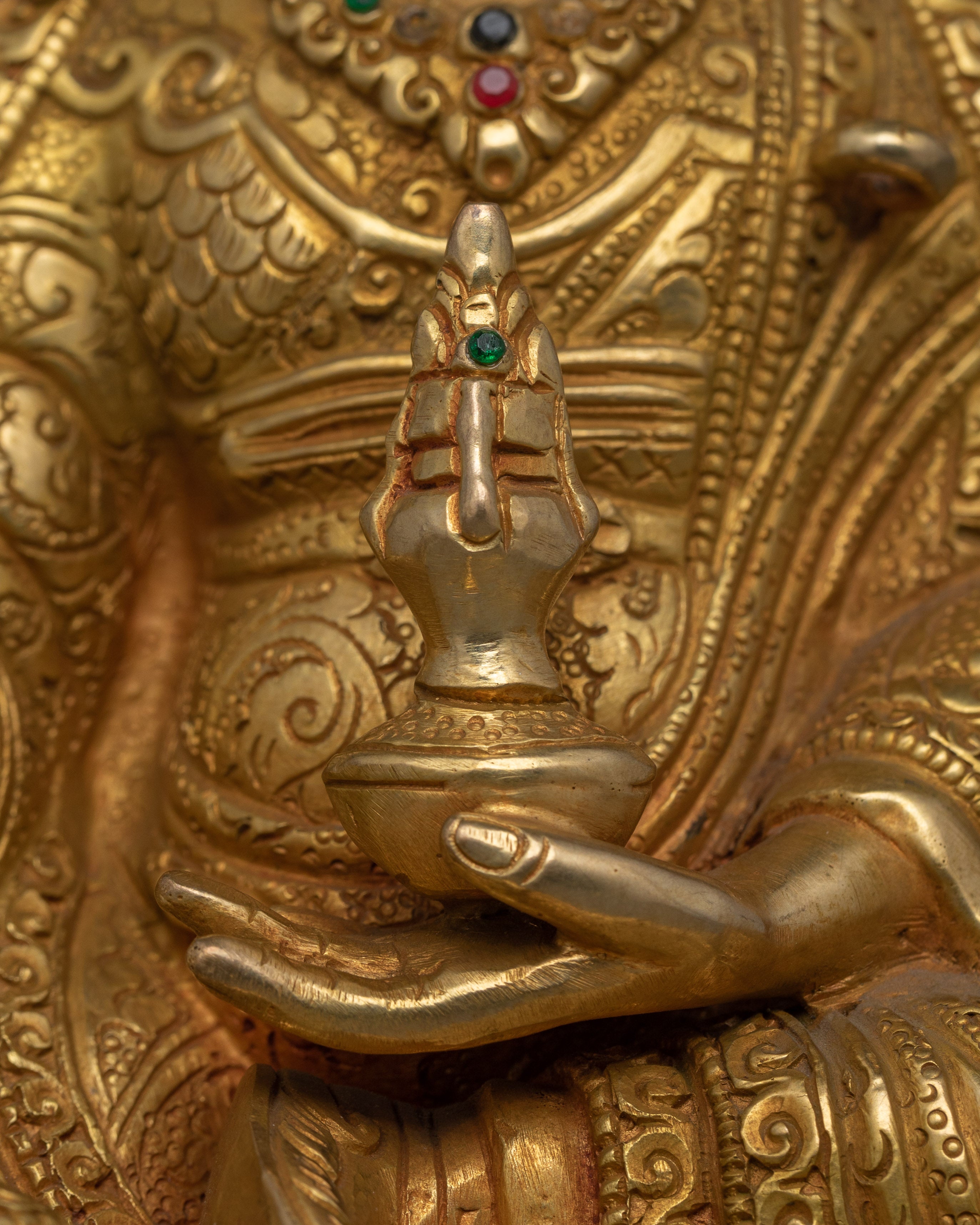 Handcrafted Guru Rinpoche Statue for Shrine| 24K Gold Gilded Copper Artwork