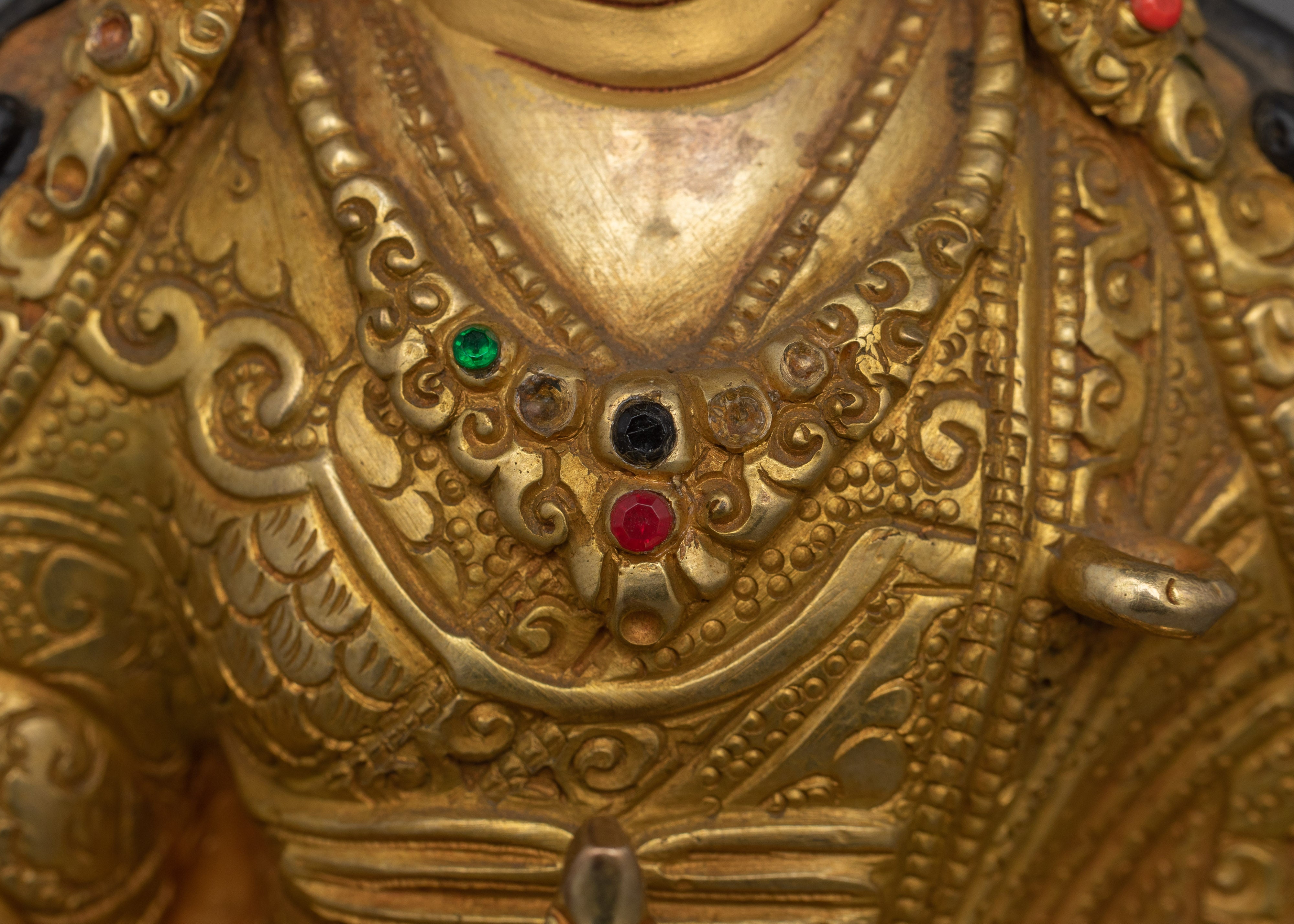 Handcrafted Guru Rinpoche Statue for Shrine| 24K Gold Gilded Copper Artwork