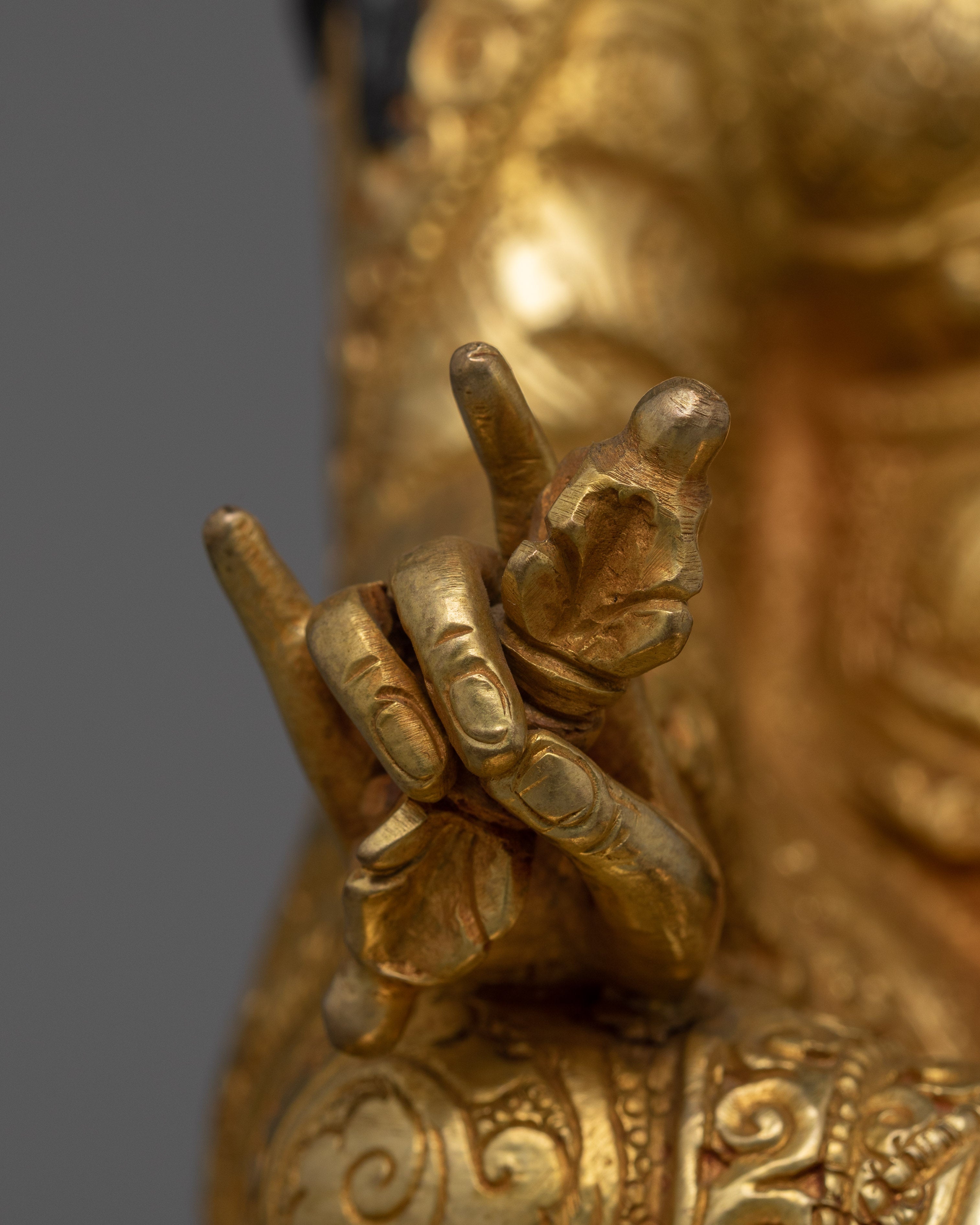 Handcrafted Guru Rinpoche Statue for Shrine| 24K Gold Gilded Copper Artwork