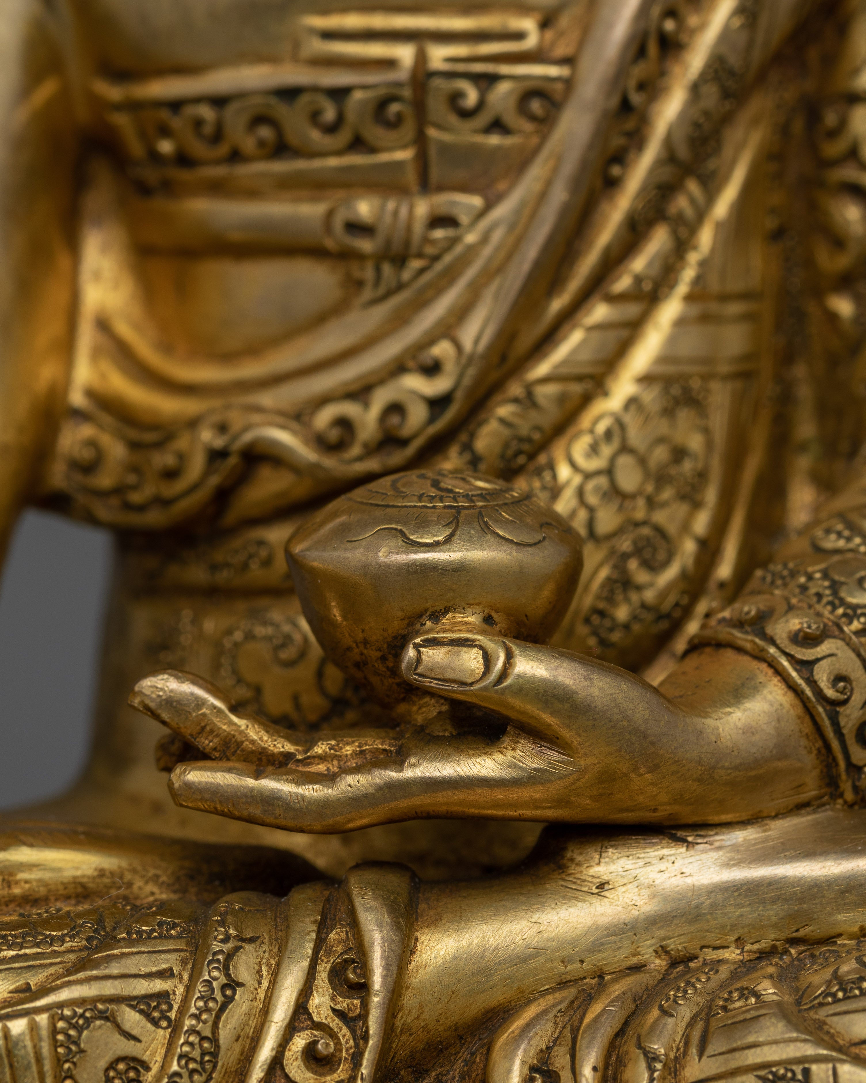 Handcrafted Shakyamuni Buddha Sacred Statue | 24K Gold Gilded Copper Art