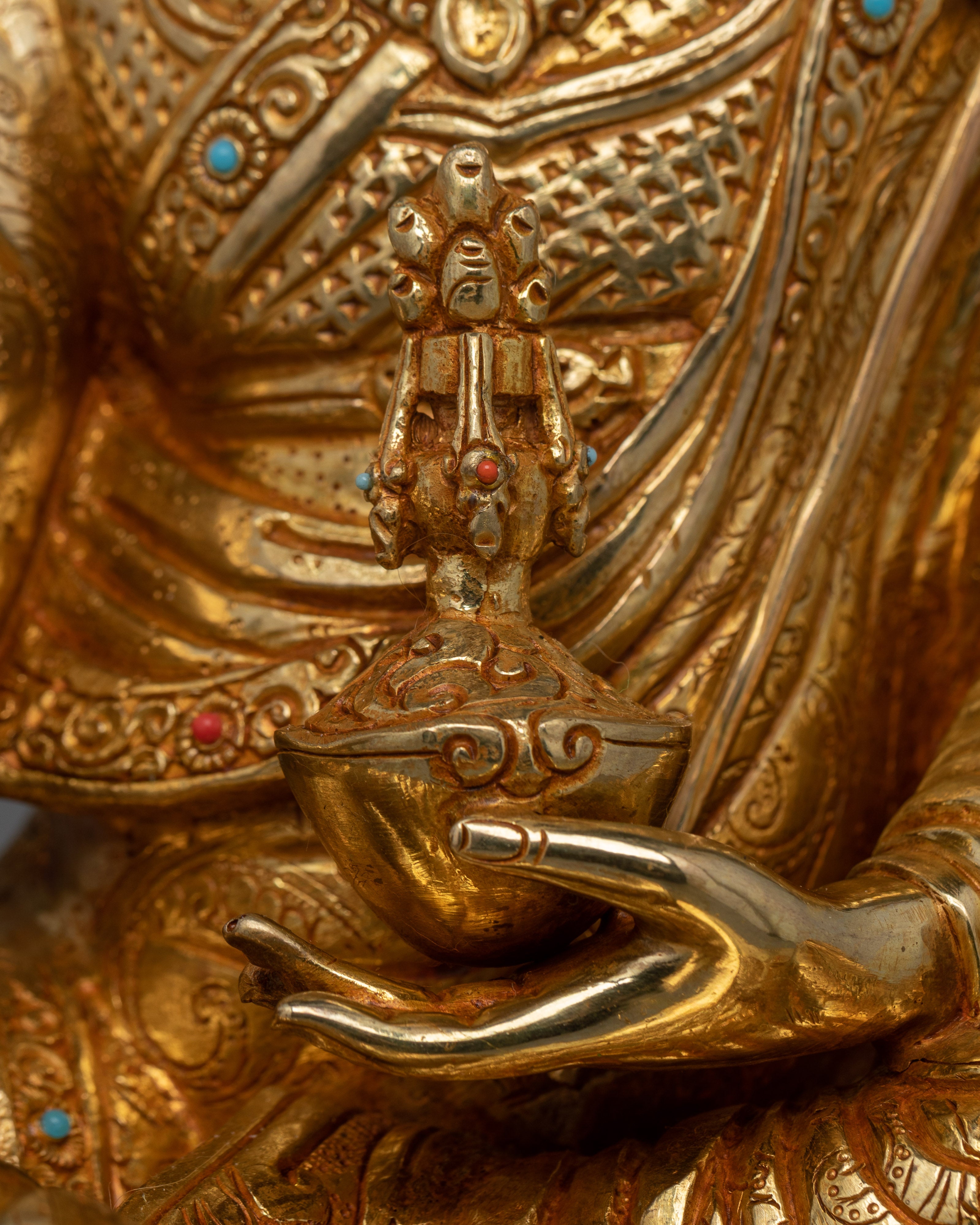 Tibetan Guru Rinpoche Lotus Born Tantric Master Statue | Symbol of Spiritual Awakening