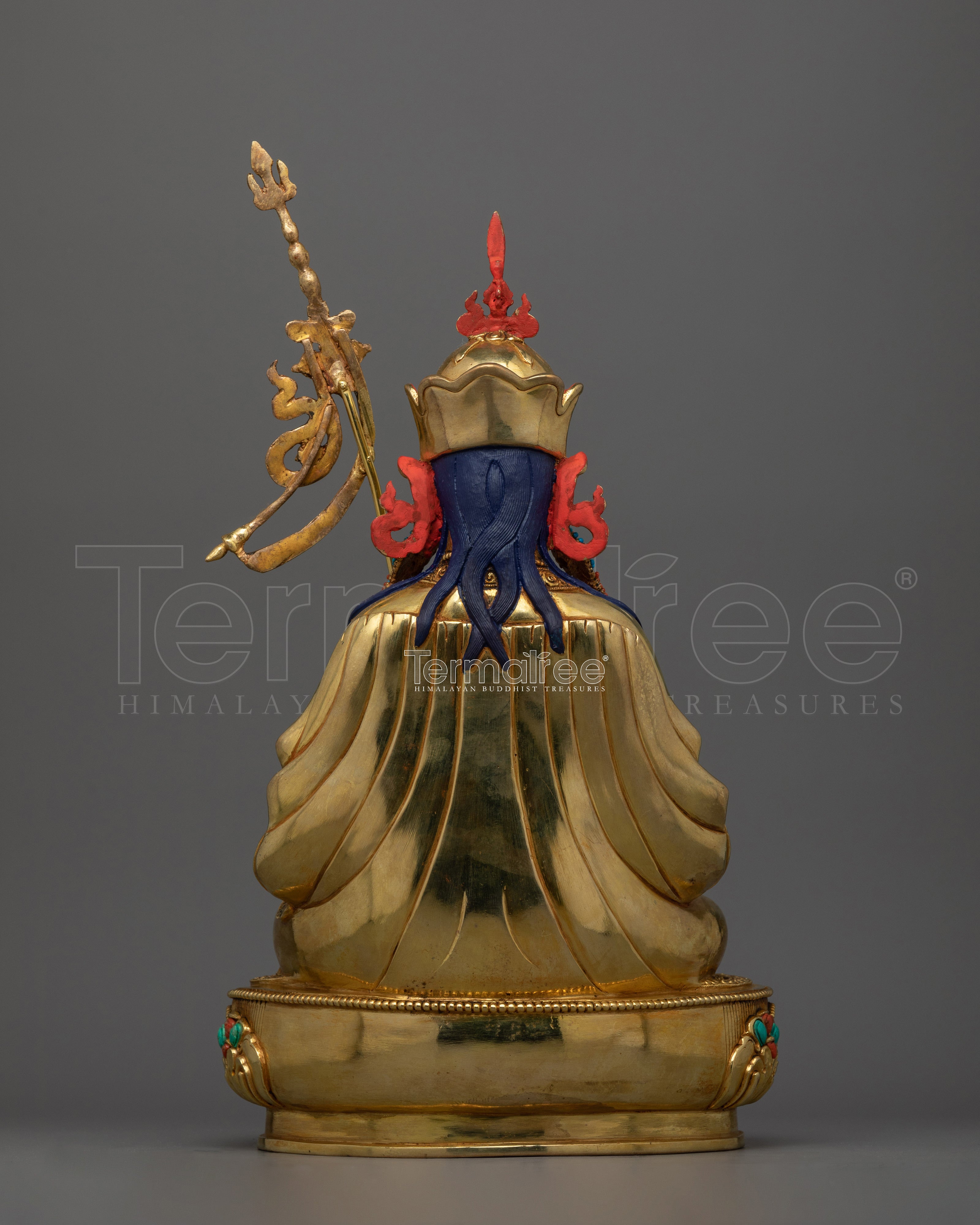 Rare Guru Tsokye Dorje Statue | 24K Gold Gilded with Hand-Carved Gemstones