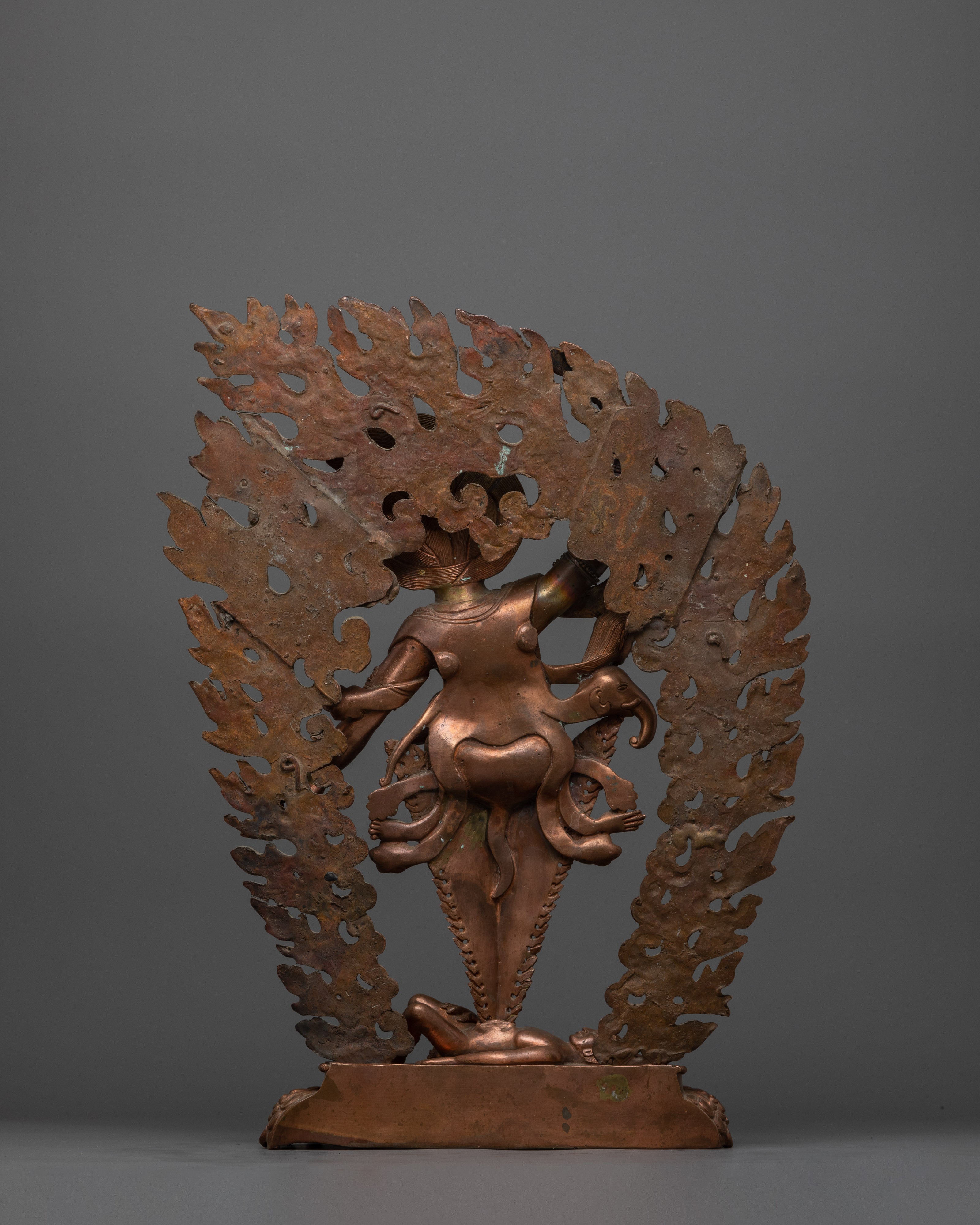 Tibetan Makara Mukha Kila Statue | Handcrafted Ritual Copper Dagger