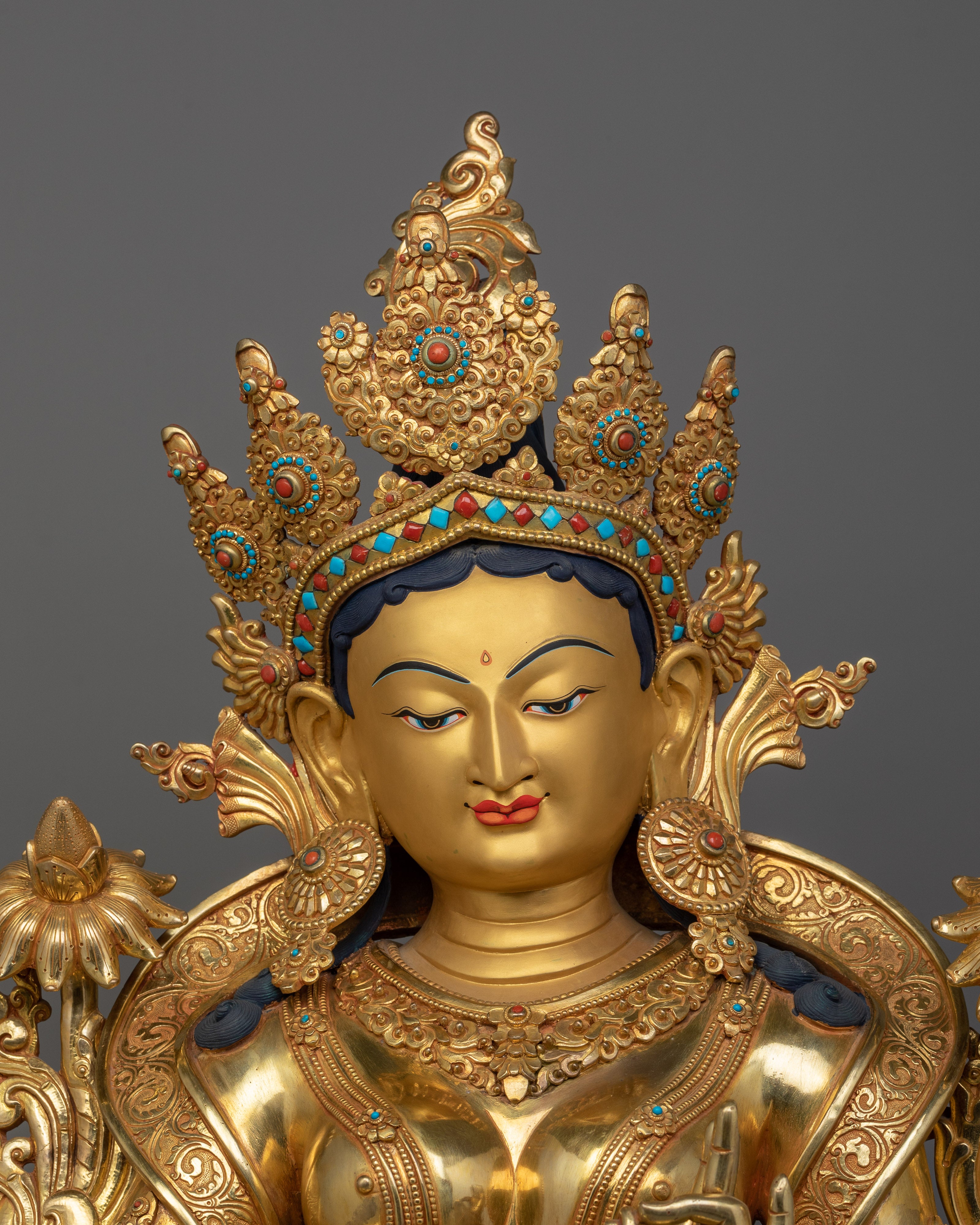 32.3 Inch Large Green Tara Statue for Dharma | The Female Buddha in Buddhism