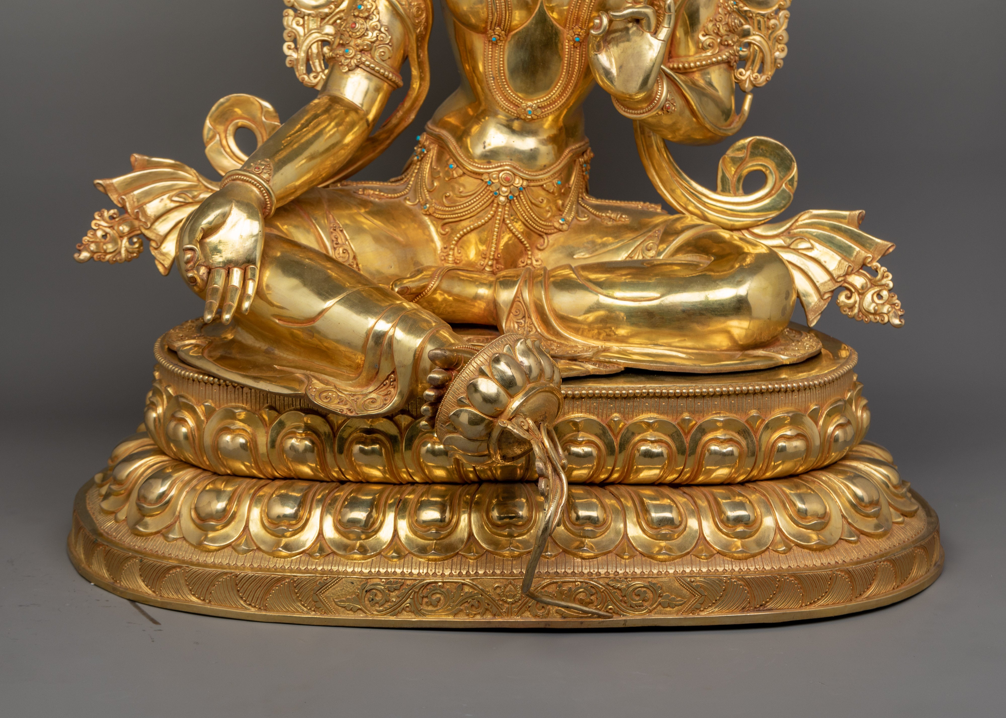 32.3 Inch Large Green Tara Statue for Dharma | The Female Buddha in Buddhism