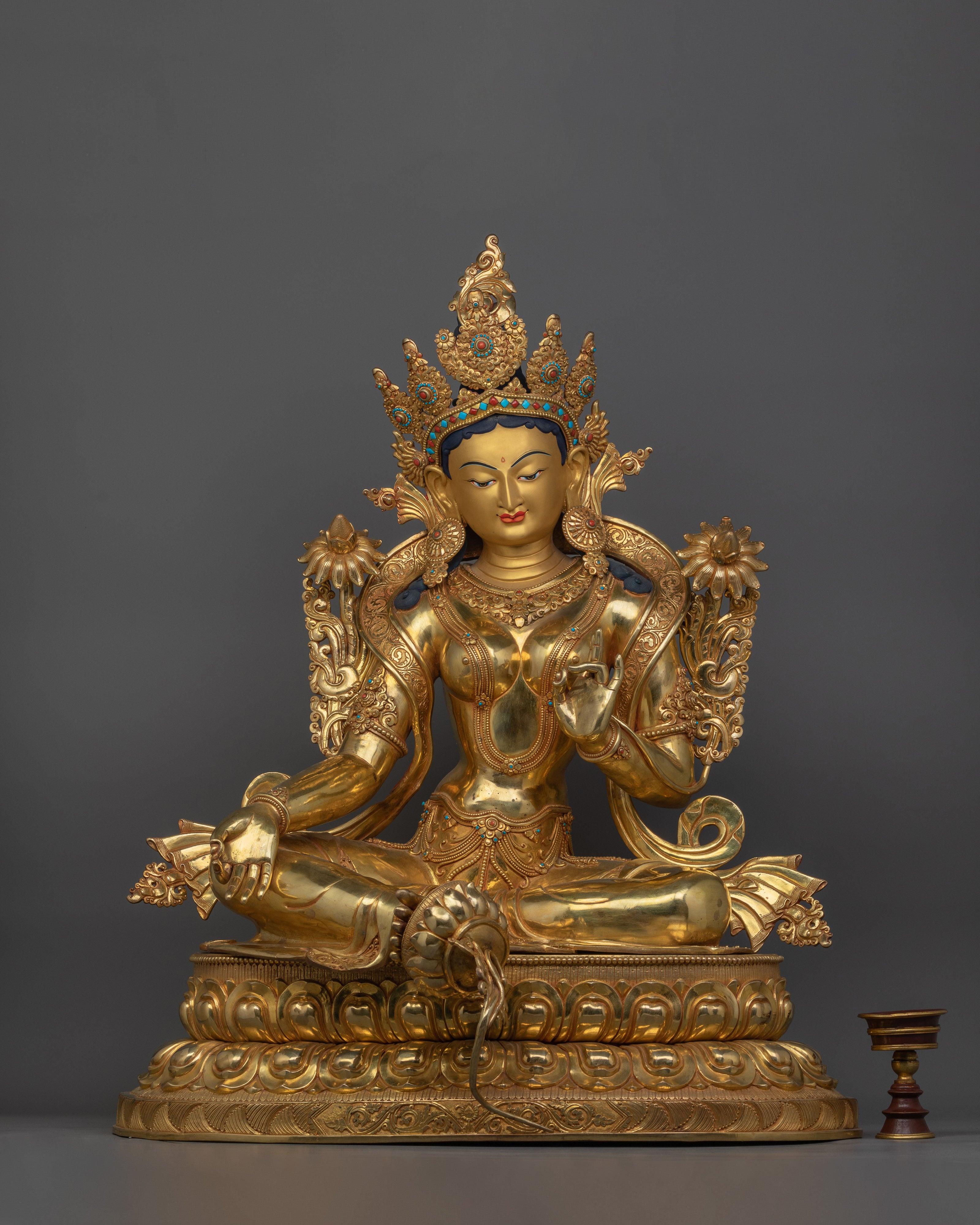 32.3 Inch Large Green Tara Statue for Dharma | The Female Buddha in Buddhism