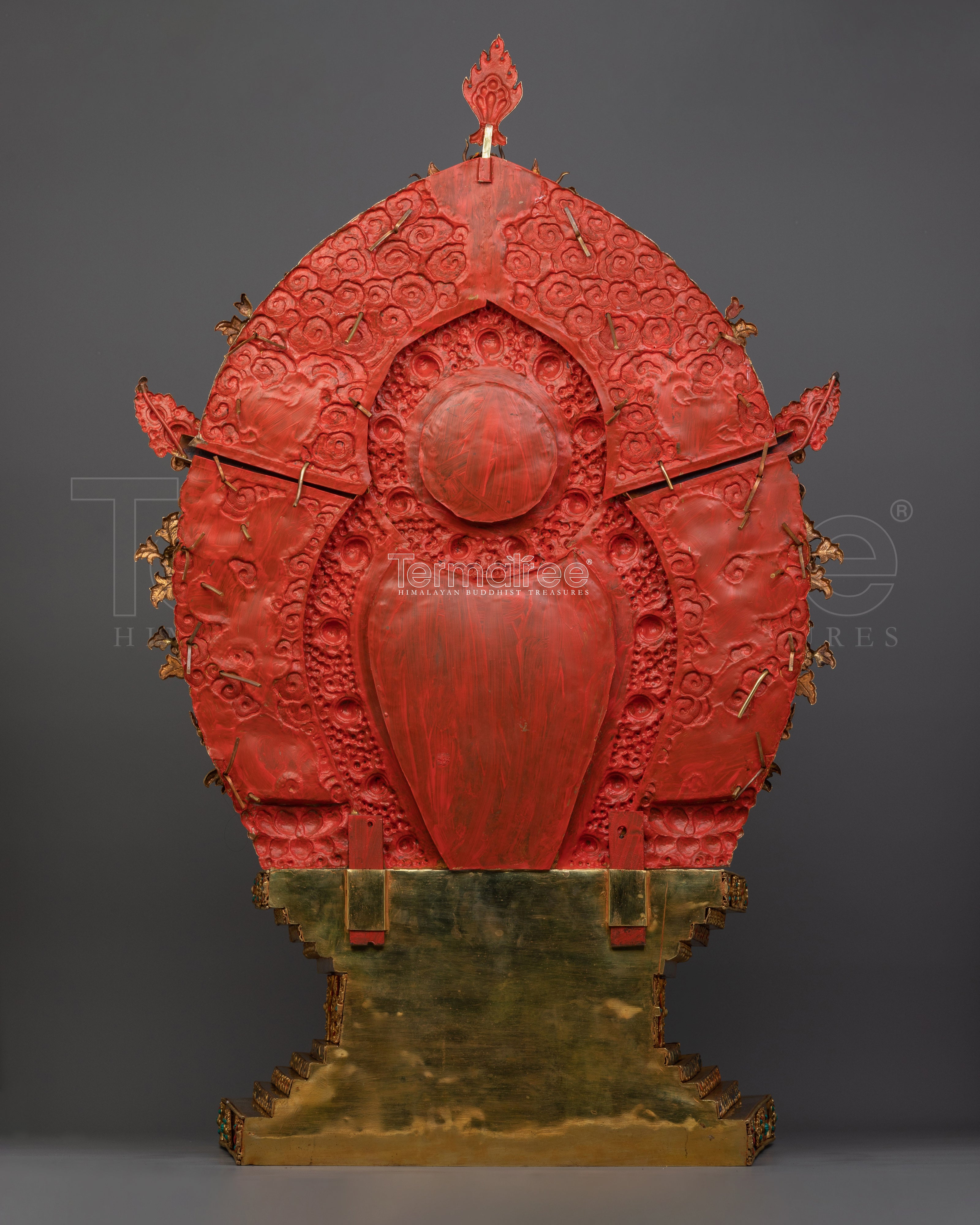 Majestic 40.4” Handcrafted Throne | 24K Gold Gilded Copper Base for Buddhist Statues