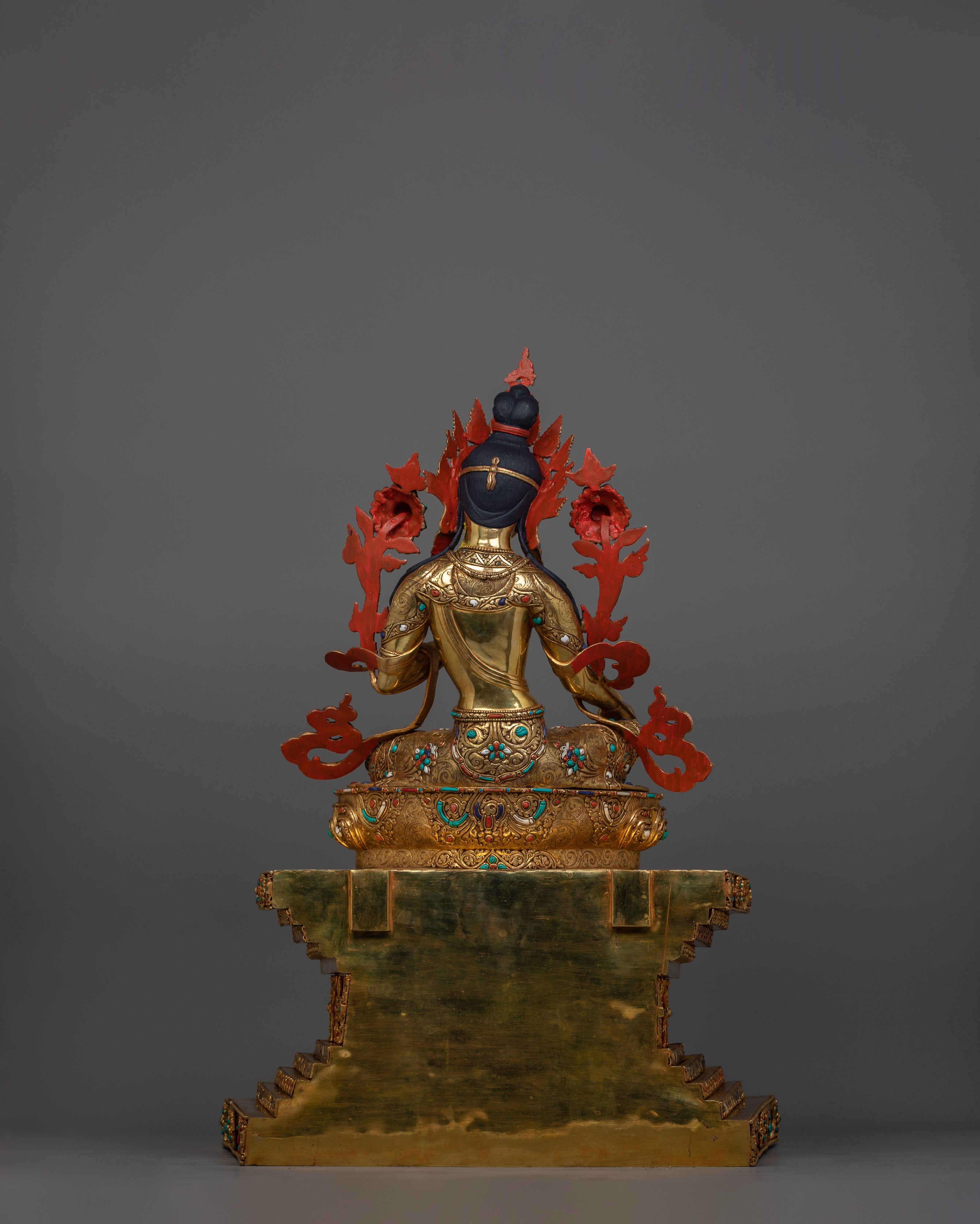 Exquisite Green Tara Statue | 40.4” Handcrafted Copper Statue with 24K Gold Gilding