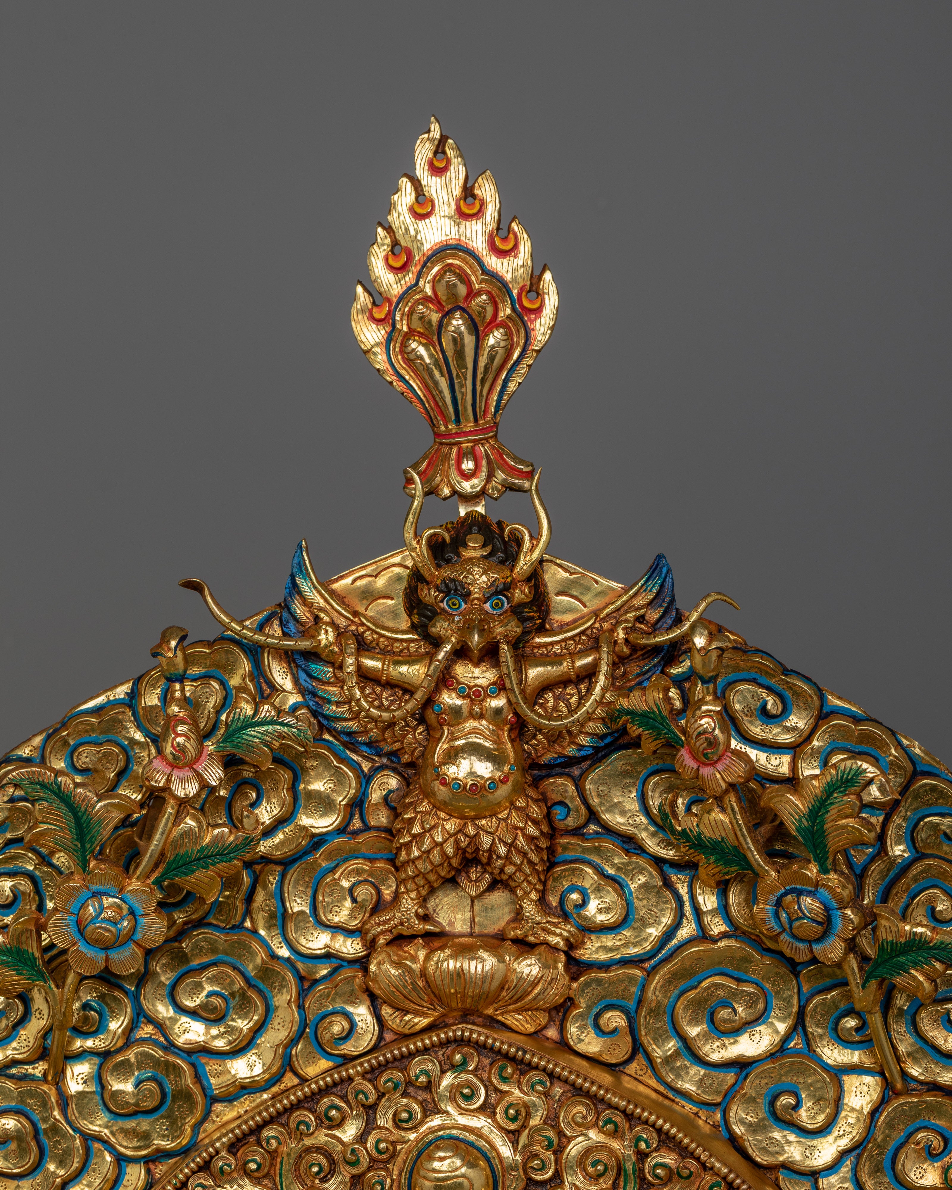 Majestic 40.4” Handcrafted Throne | 24K Gold Gilded Copper Base for Buddhist Statues