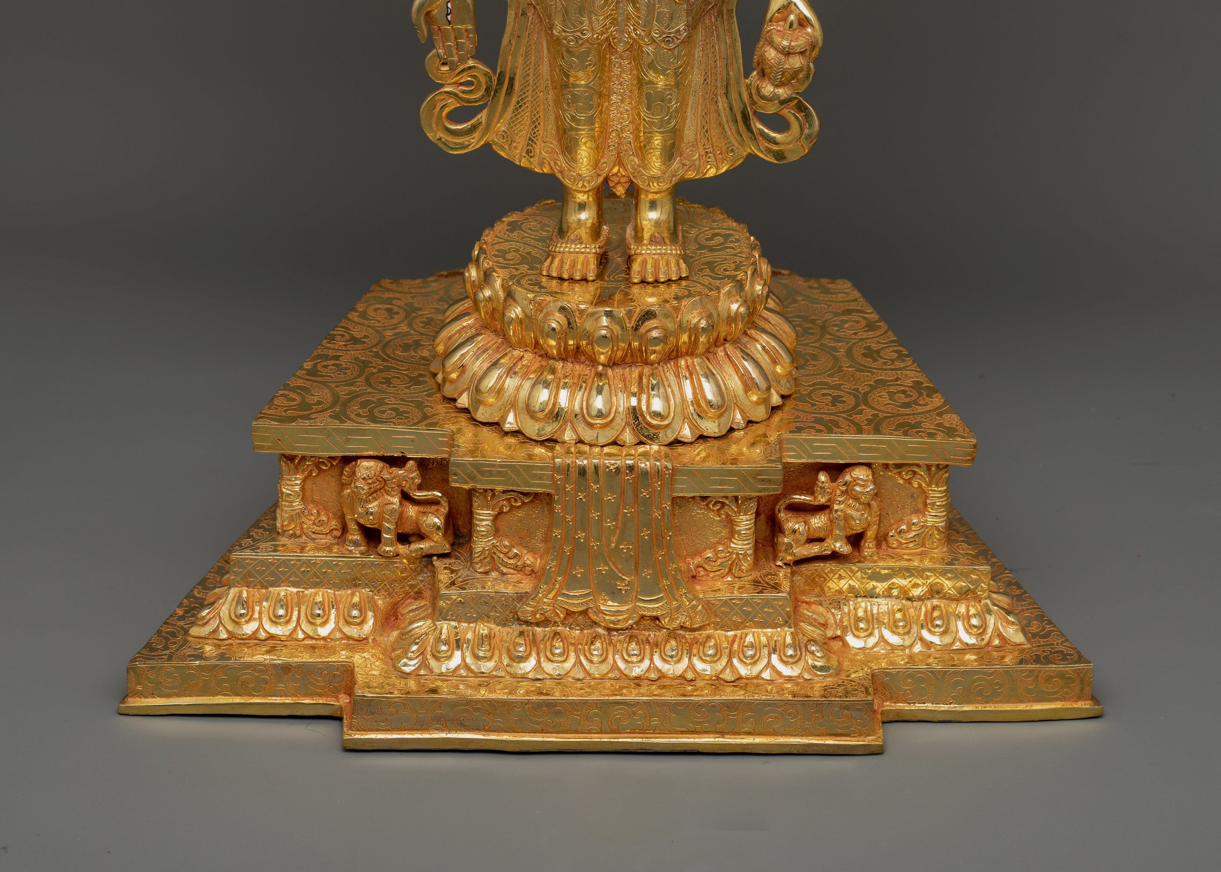 One Thousand Armed Chenrezig Statue | 32.1” 24K Gold Gilded Copper Artwork