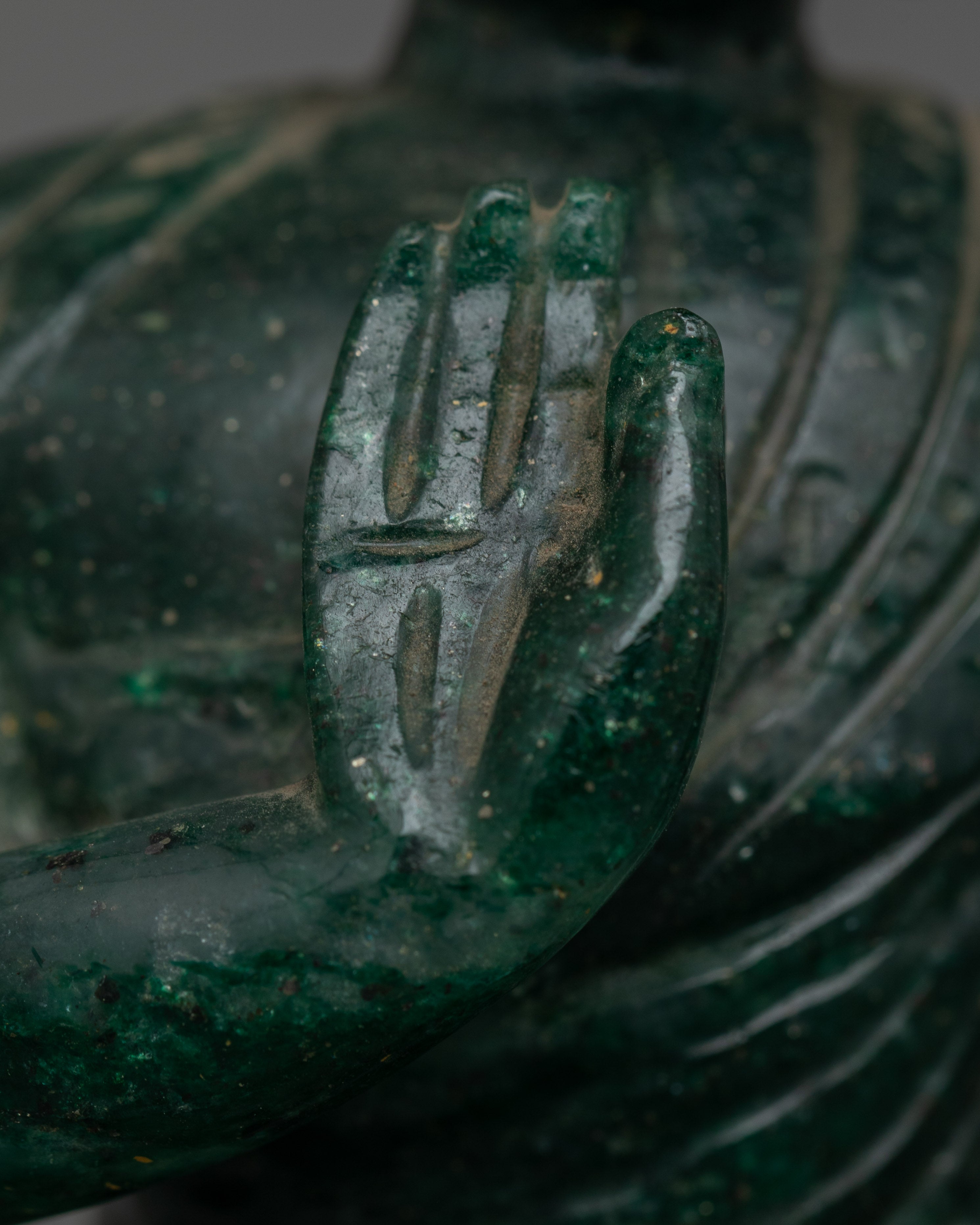 Amogasiddhi Green Buddha Figurine | One of the Five Dhyani Buddhas