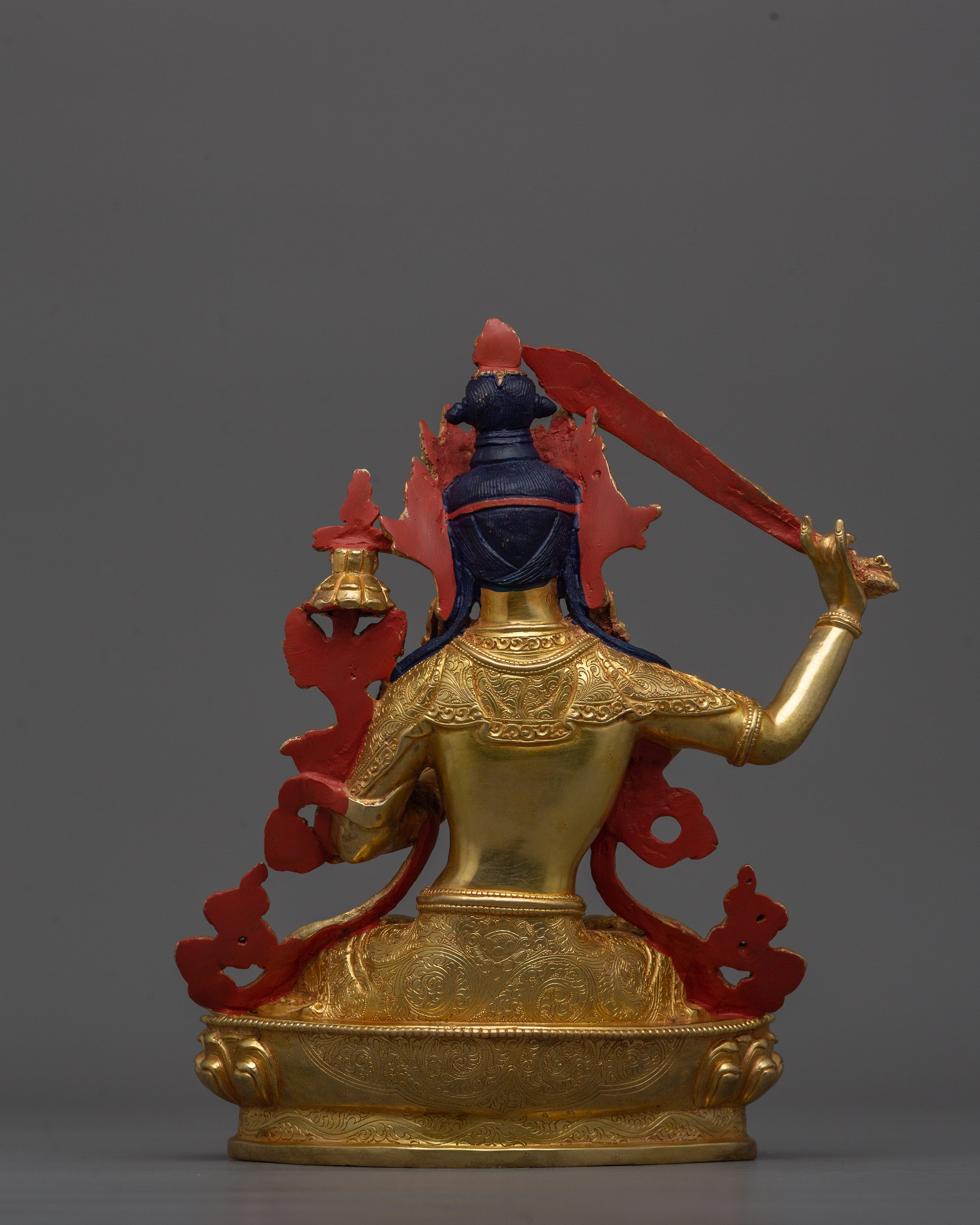 Wisdom Deity Manjushri Figurine | 24K Gold Gilded Teacher of the Buddhas