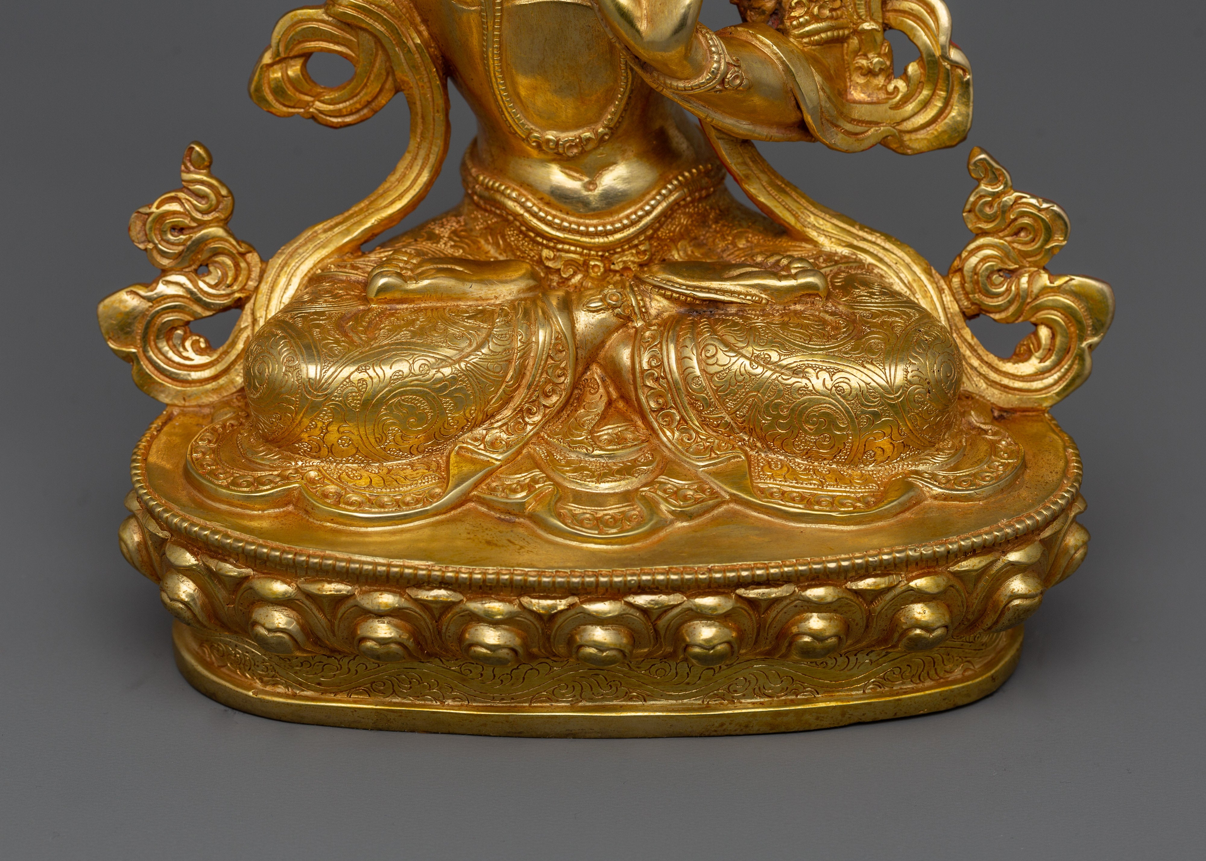 Wisdom Deity Manjushri Figurine | 24K Gold Gilded Teacher of the Buddhas