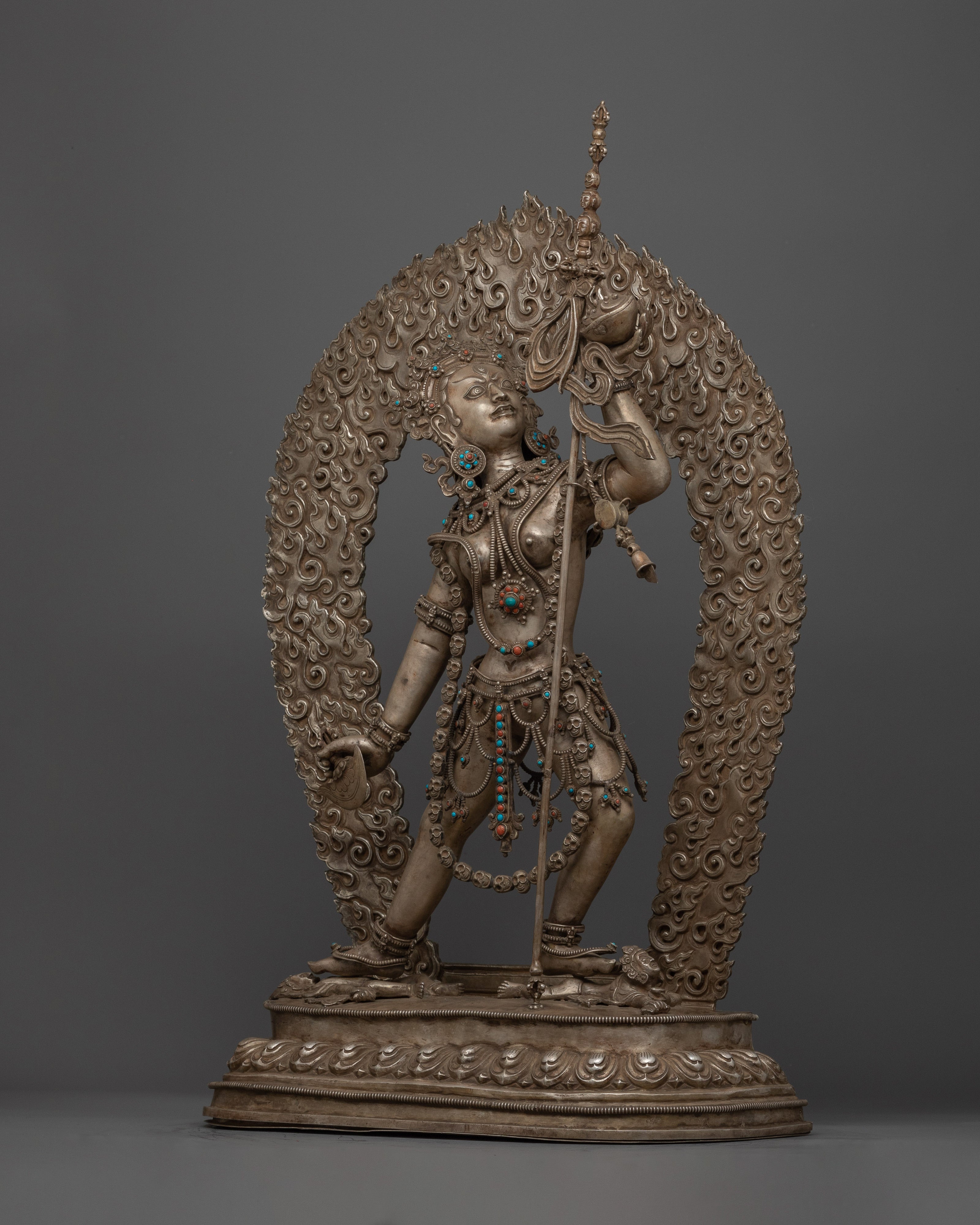 Handcrafted with Repoussé Work Vajrayogini Queen of Dakinis Sculpture | Tantric Dakini