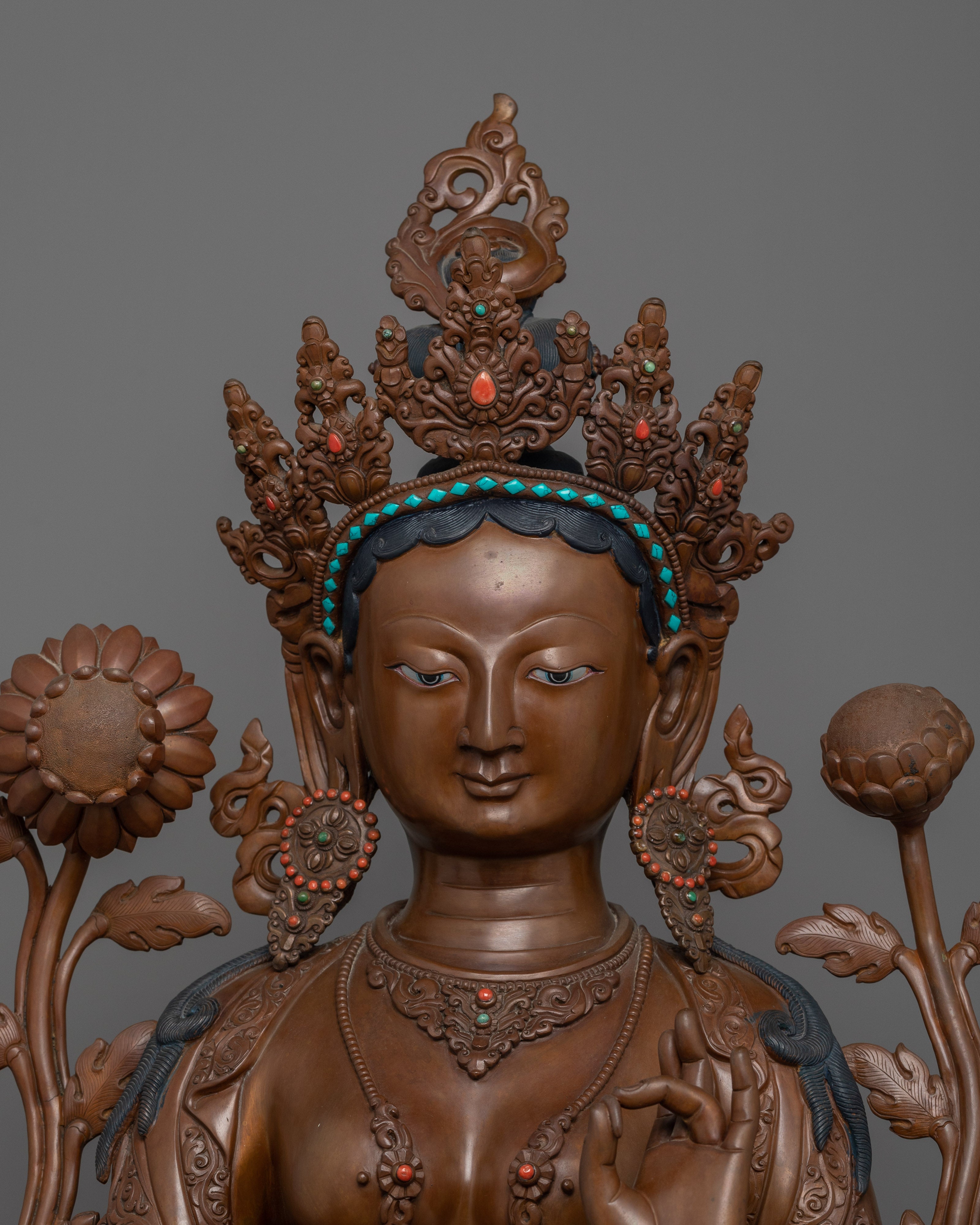 Green Tara Saviouress Deity Sculpture | Female Buddha of Compassion and Protection
