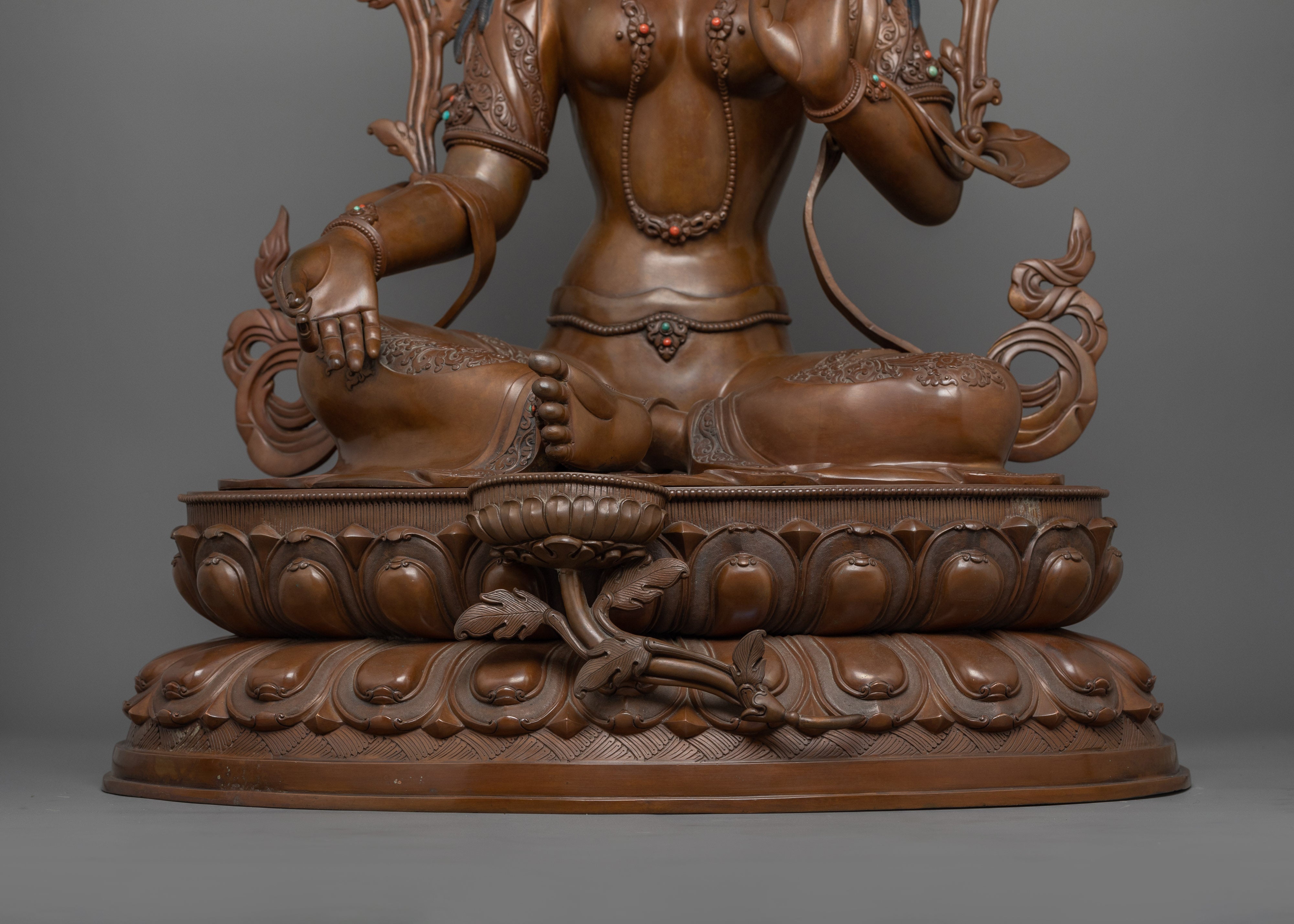 Green Tara Saviouress Deity Sculpture | Female Buddha of Compassion and Protection