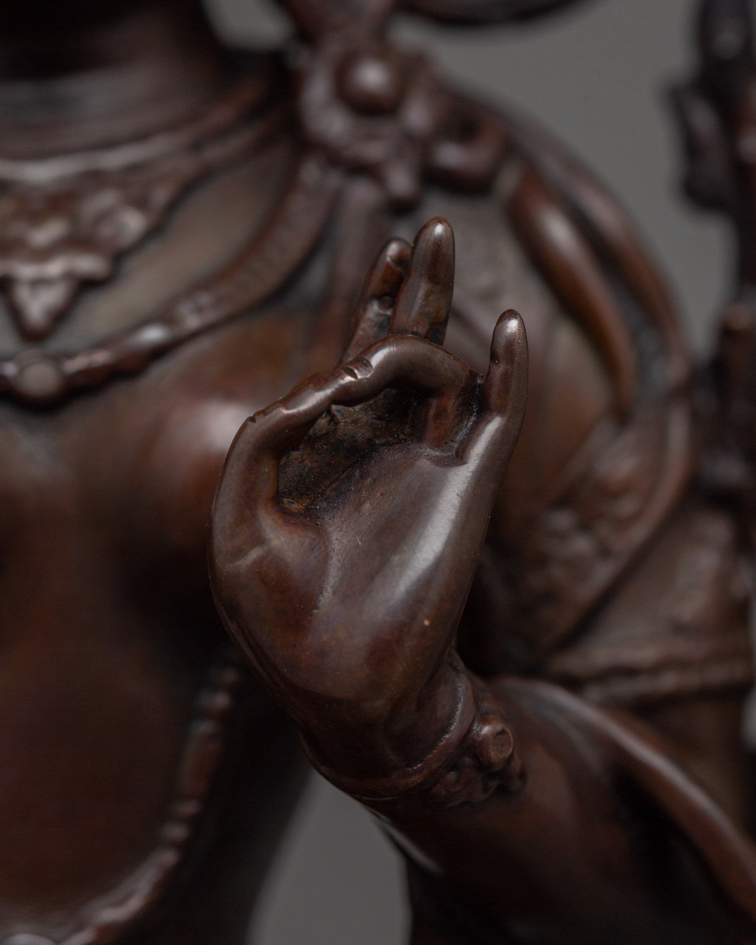 Graceful Green Tara Statue | 6.5” Oxidized Copper Miniature