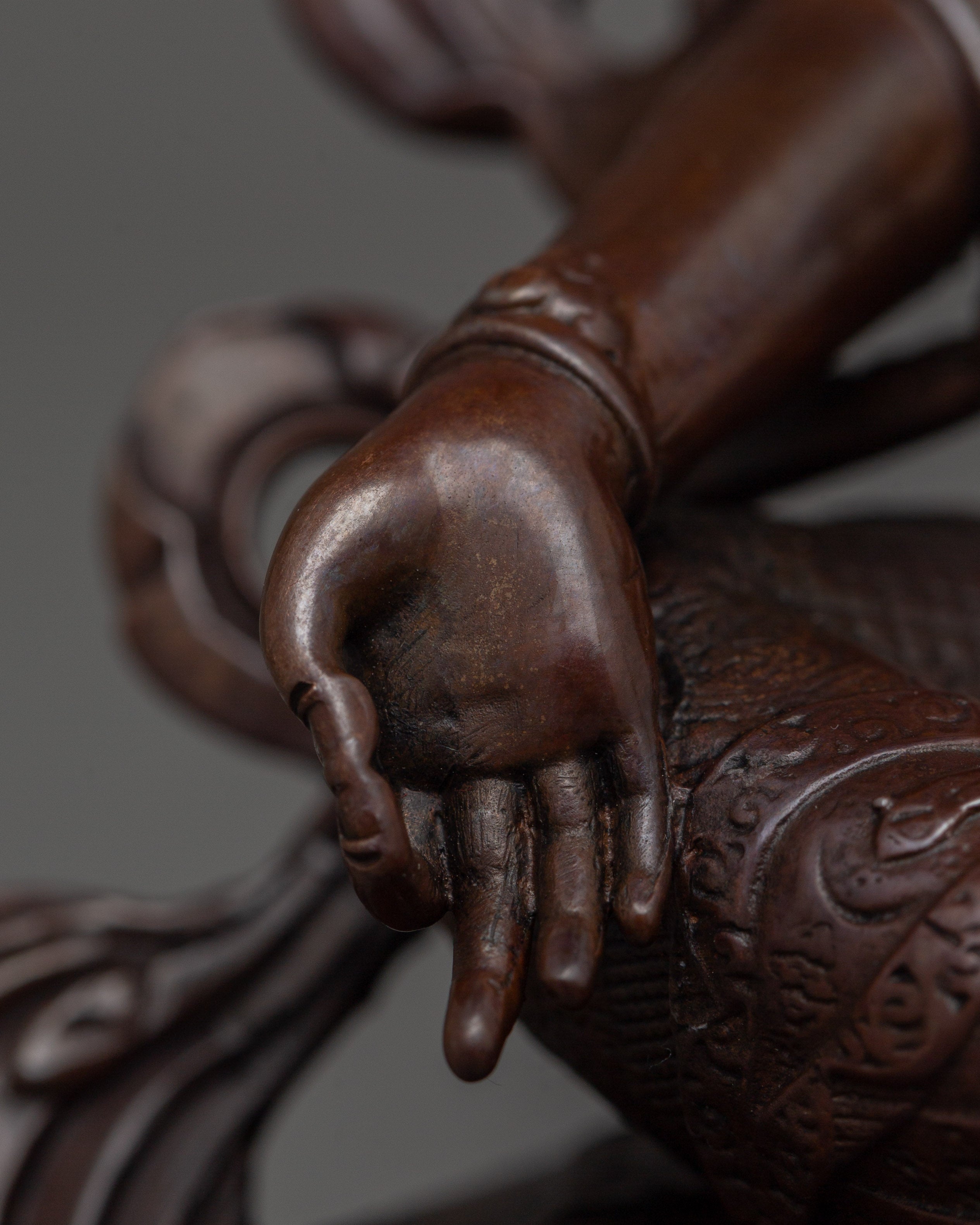 Graceful Green Tara Statue | 6.5” Oxidized Copper Miniature