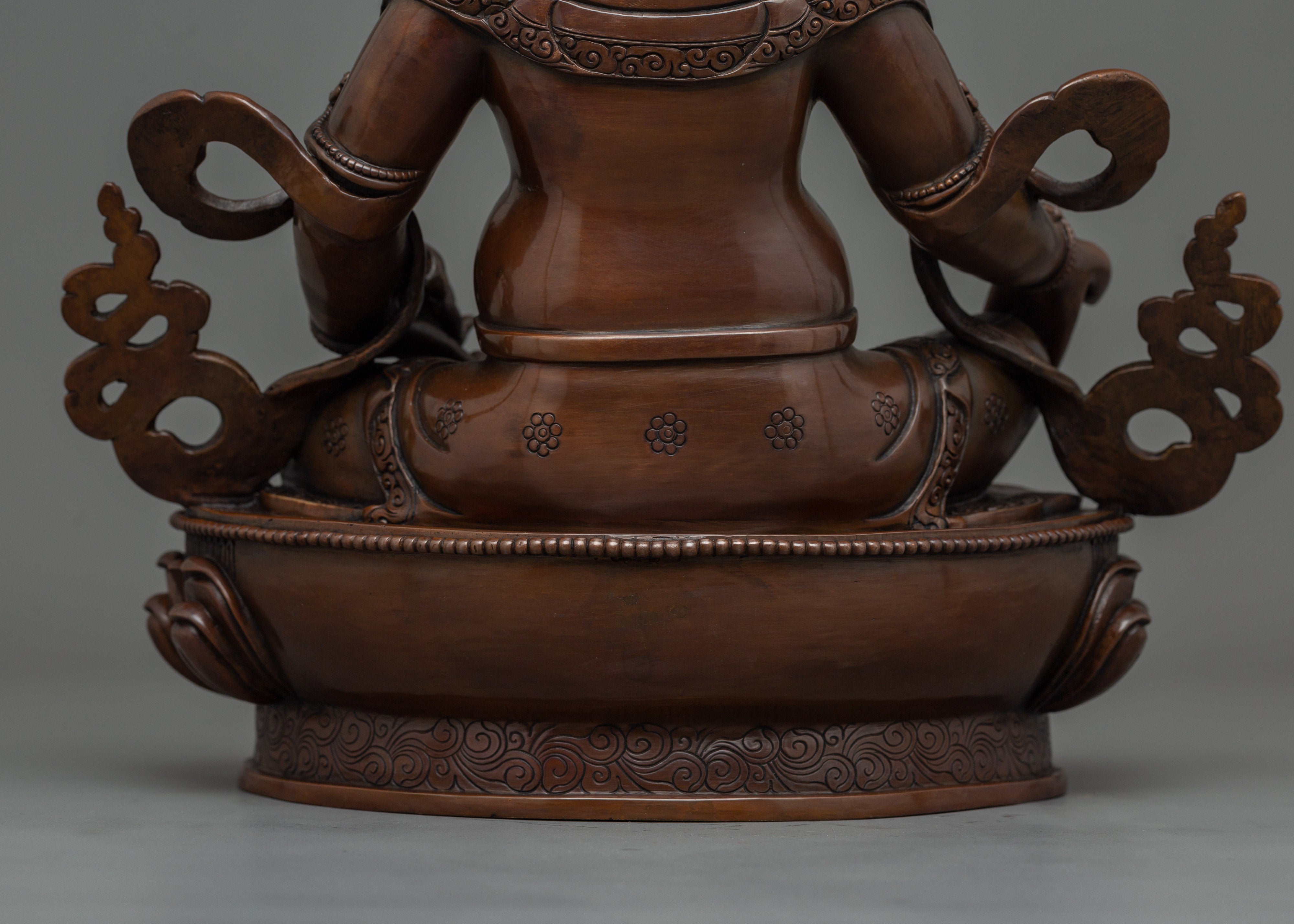 Tibetan Religious Dzambhala Statue | 12.6 Inch Oxidized Copper Art