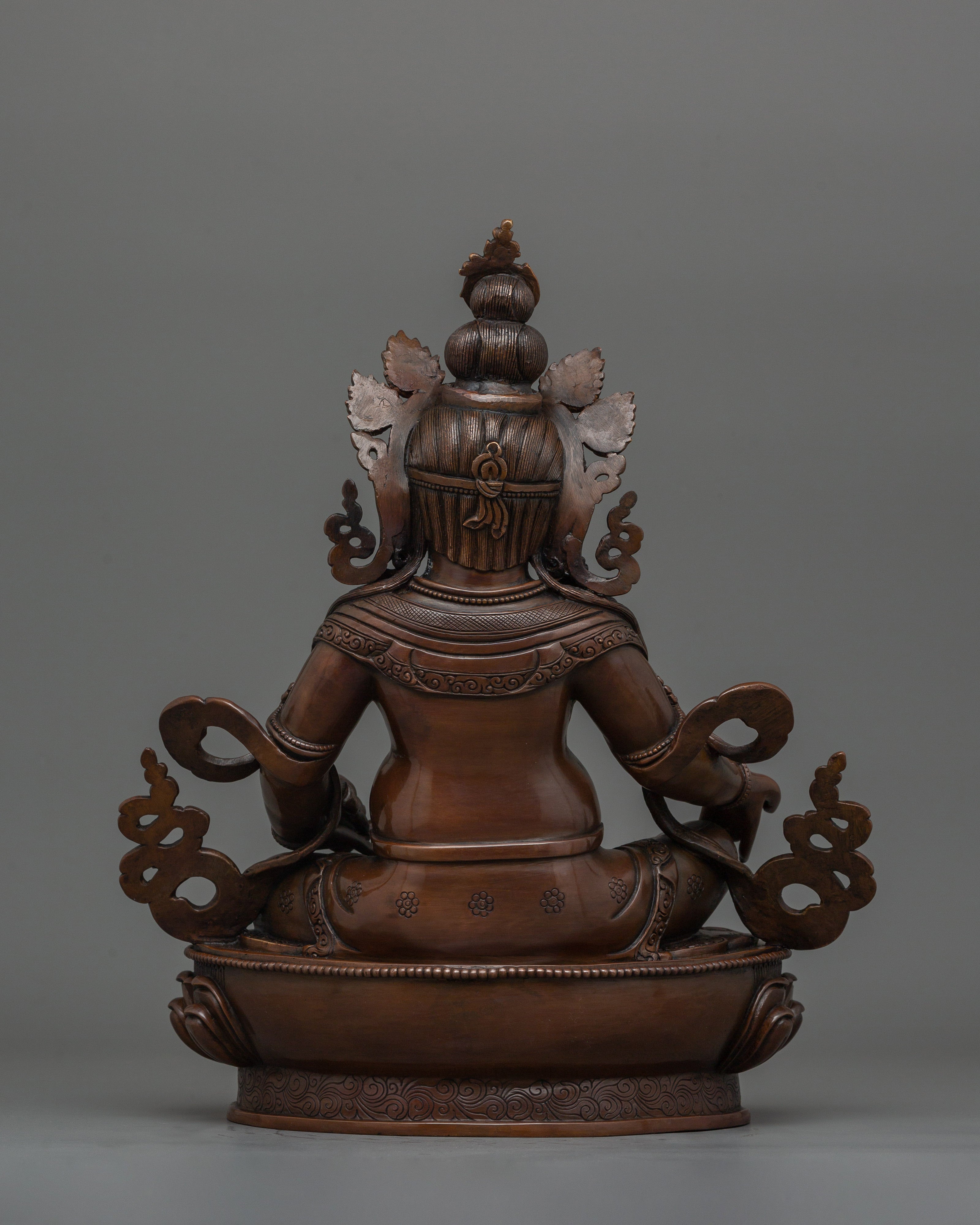 Tibetan Religious Dzambhala Statue | 12.6 Inch Oxidized Copper Art