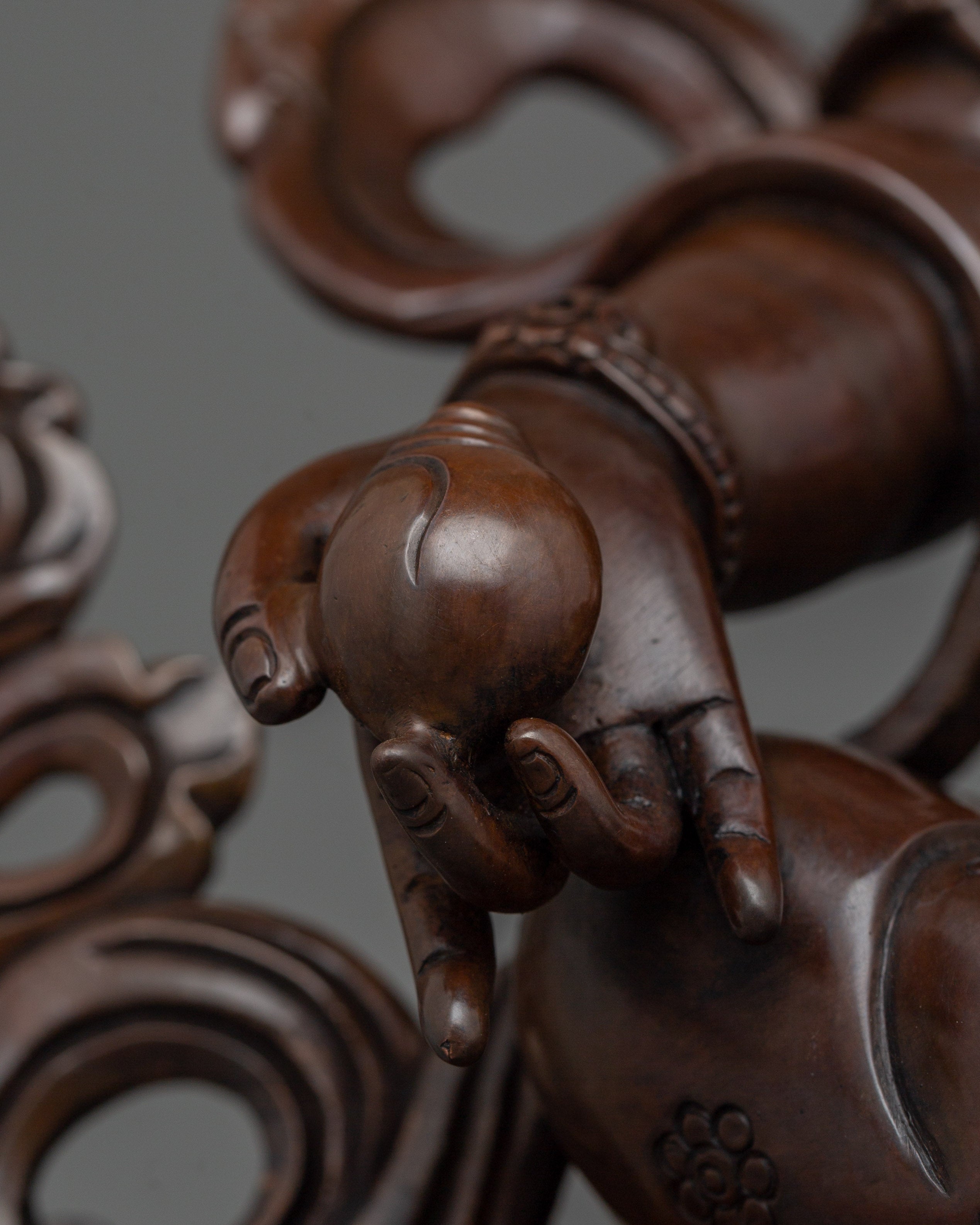 Tibetan Religious Dzambhala Statue | 12.6 Inch Oxidized Copper Art