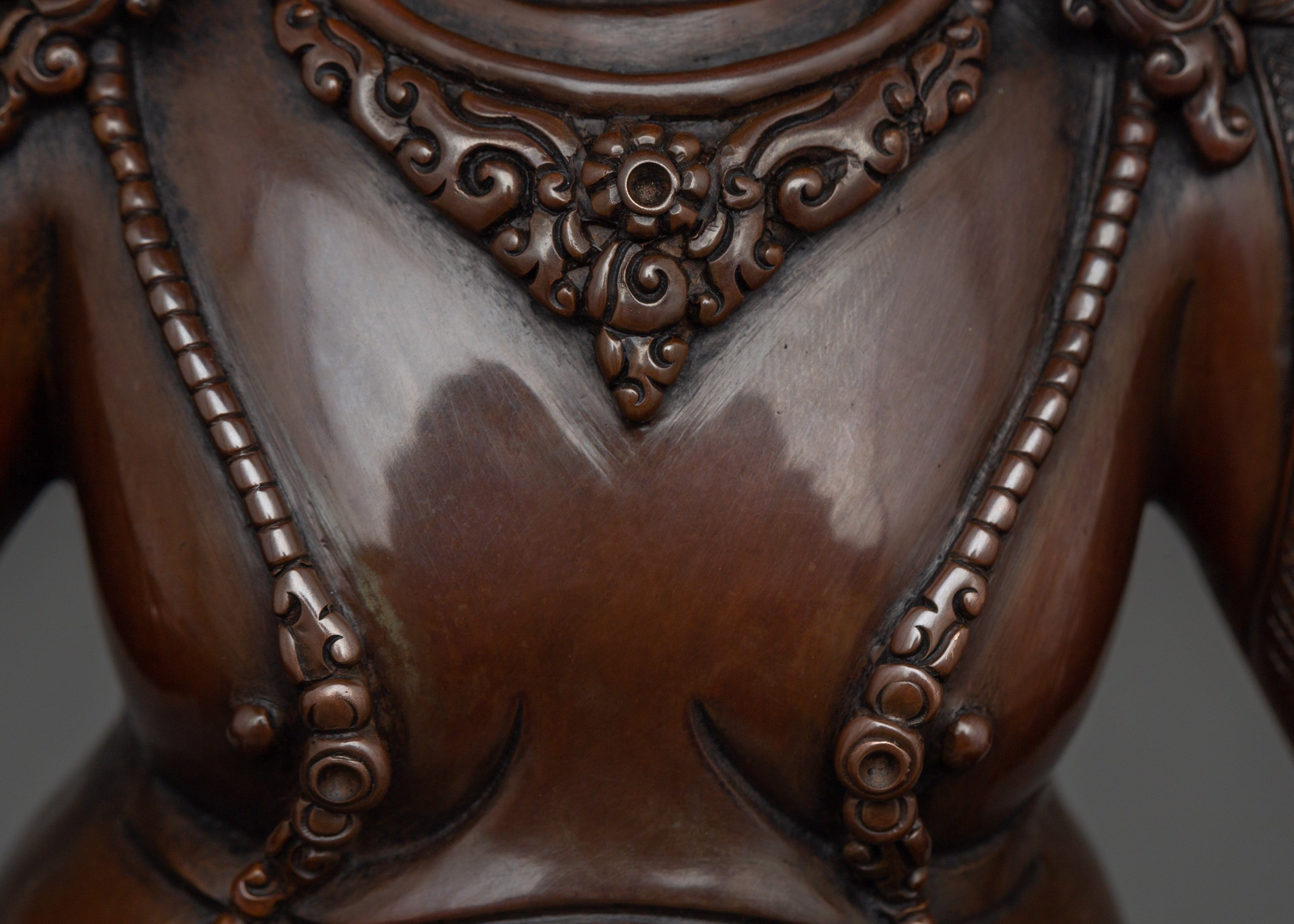 Tibetan Religious Dzambhala Statue | 12.6 Inch Oxidized Copper Art