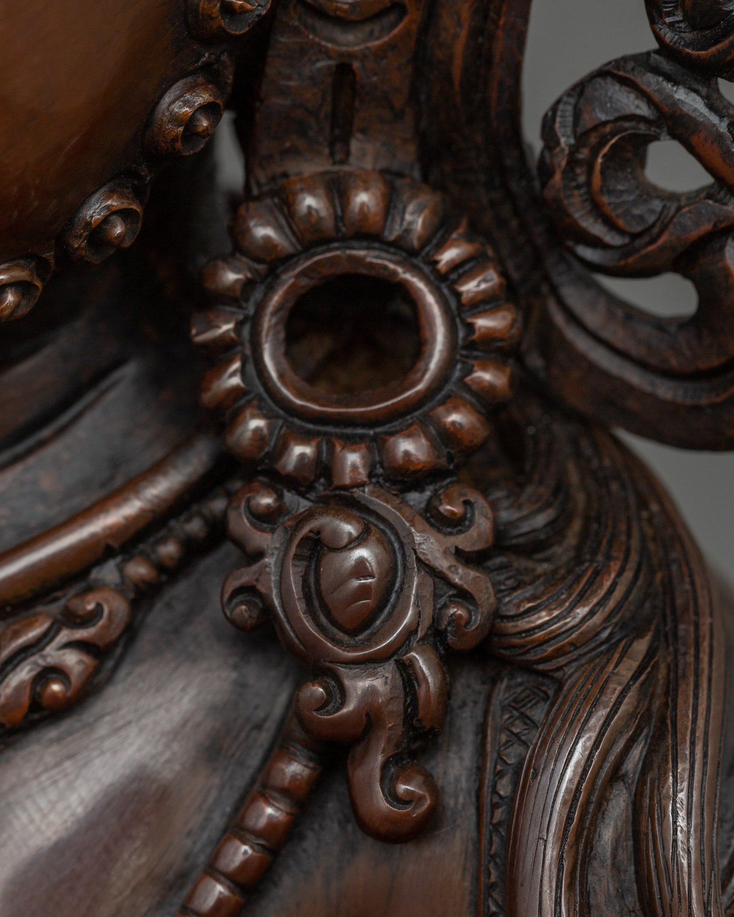 Tibetan Religious Dzambhala Statue | 12.6 Inch Oxidized Copper Art