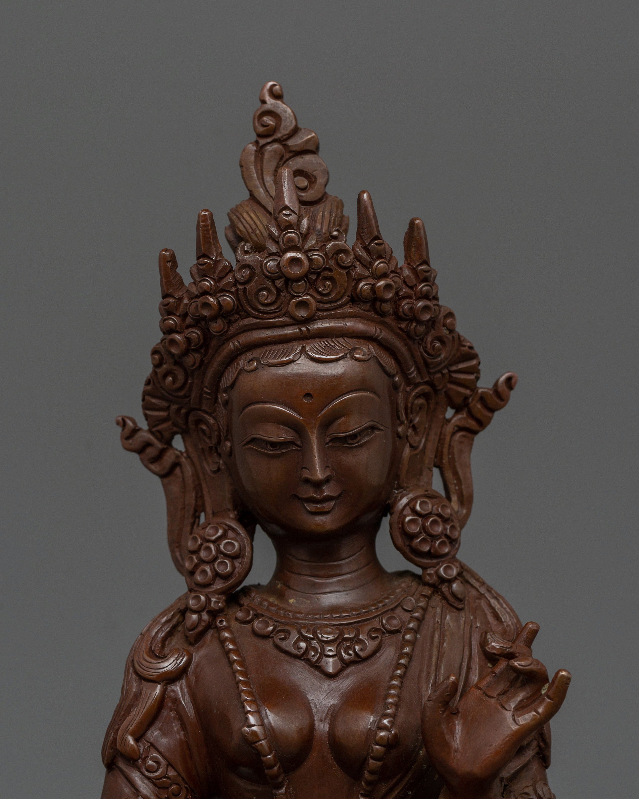 9 Inch Elegant Dukar Statue | Handcrafted Oxidized Copper Artwork