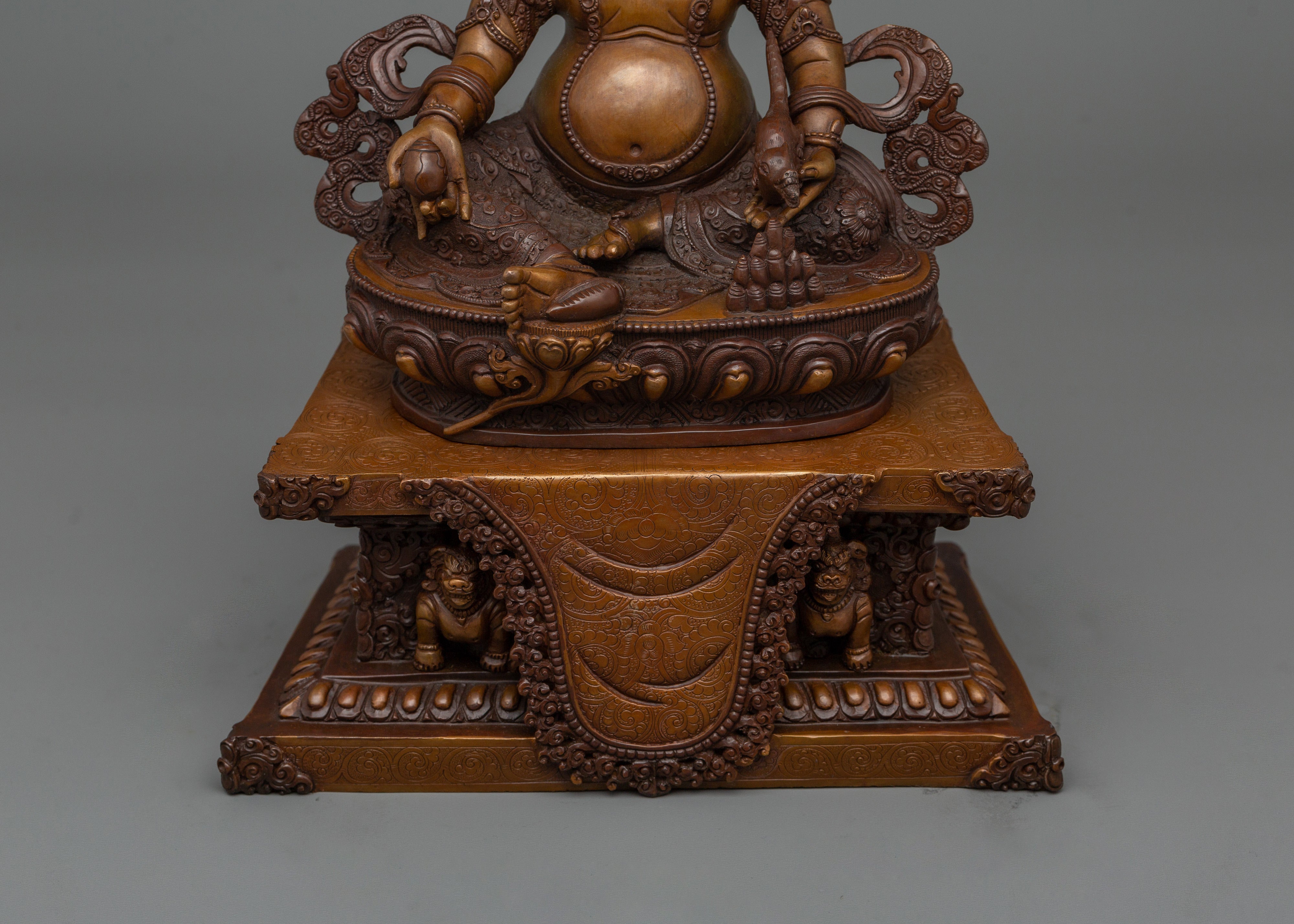 Magnificent Zambhala Statue | 16.9” Handcrafted Oxidized Copper Art