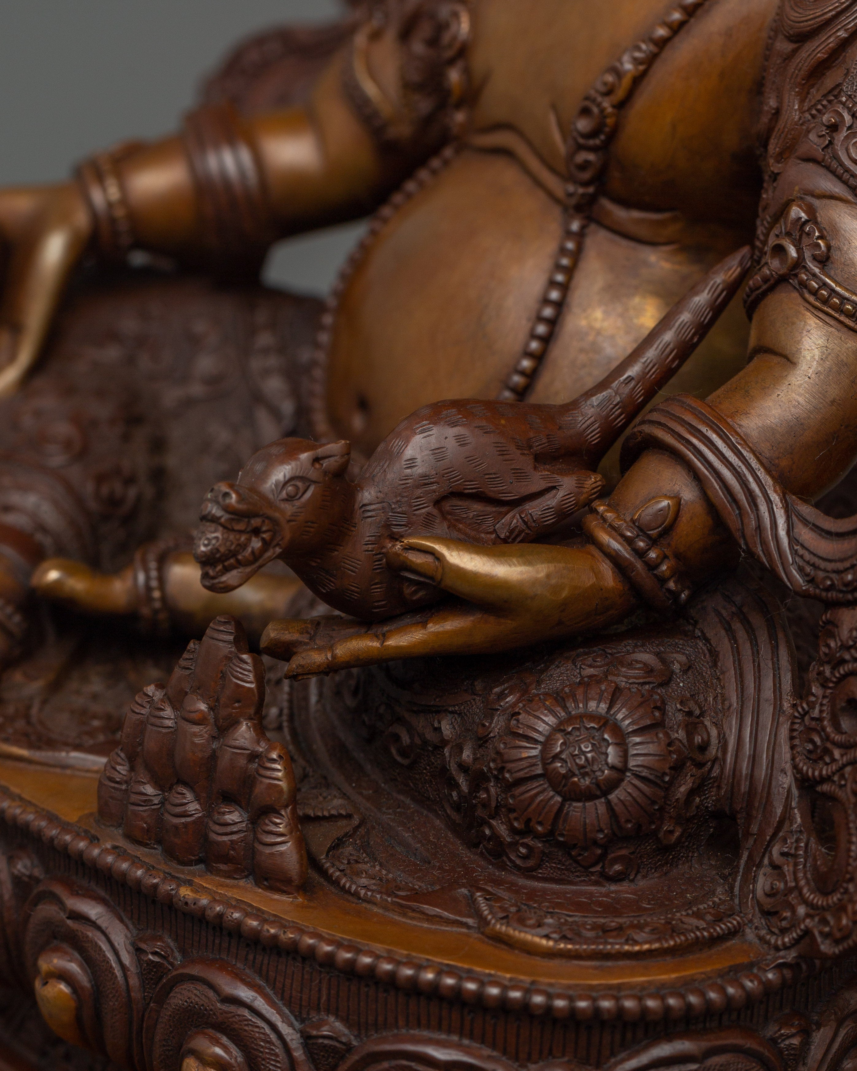 Magnificent Zambhala Statue | 16.9” Handcrafted Oxidized Copper Art