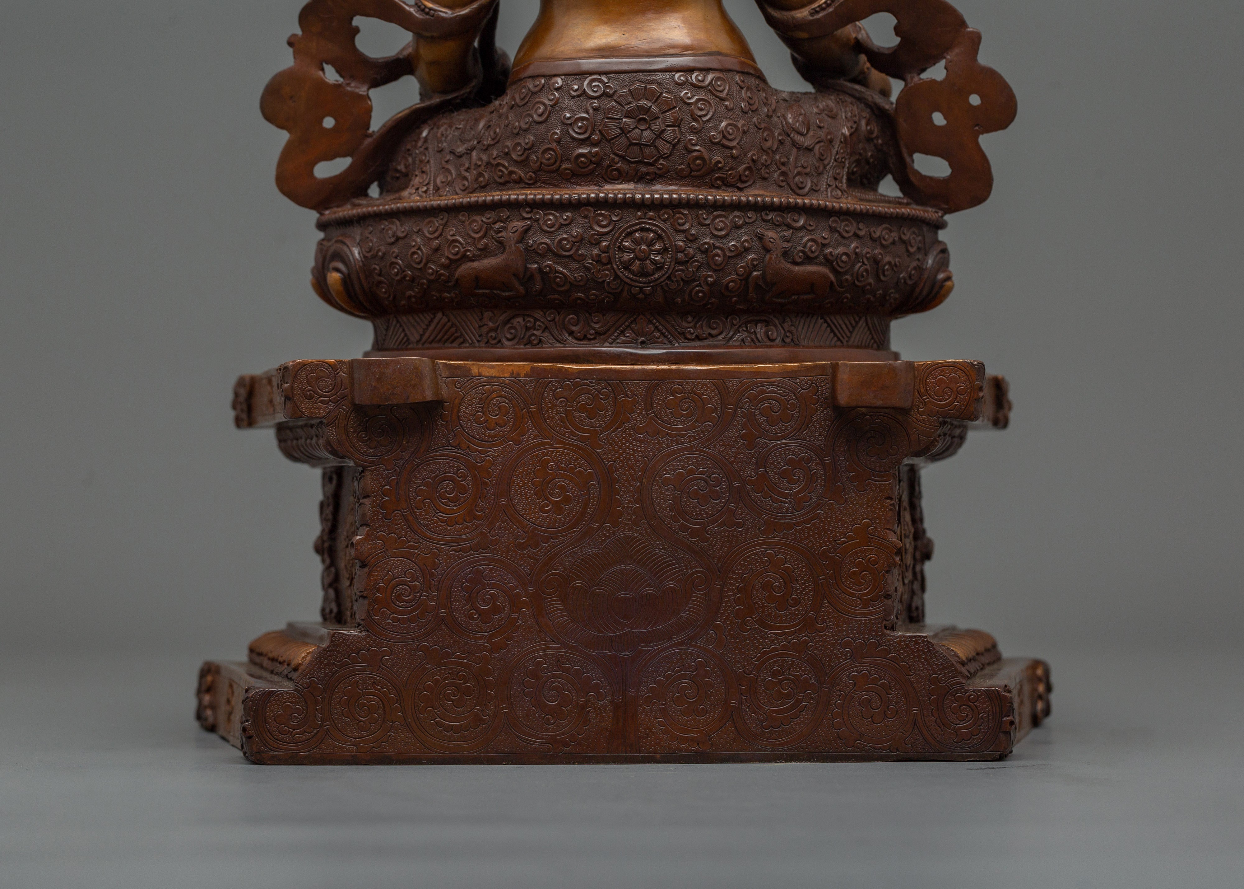 Magnificent Zambhala Statue | 16.9” Handcrafted Oxidized Copper Art