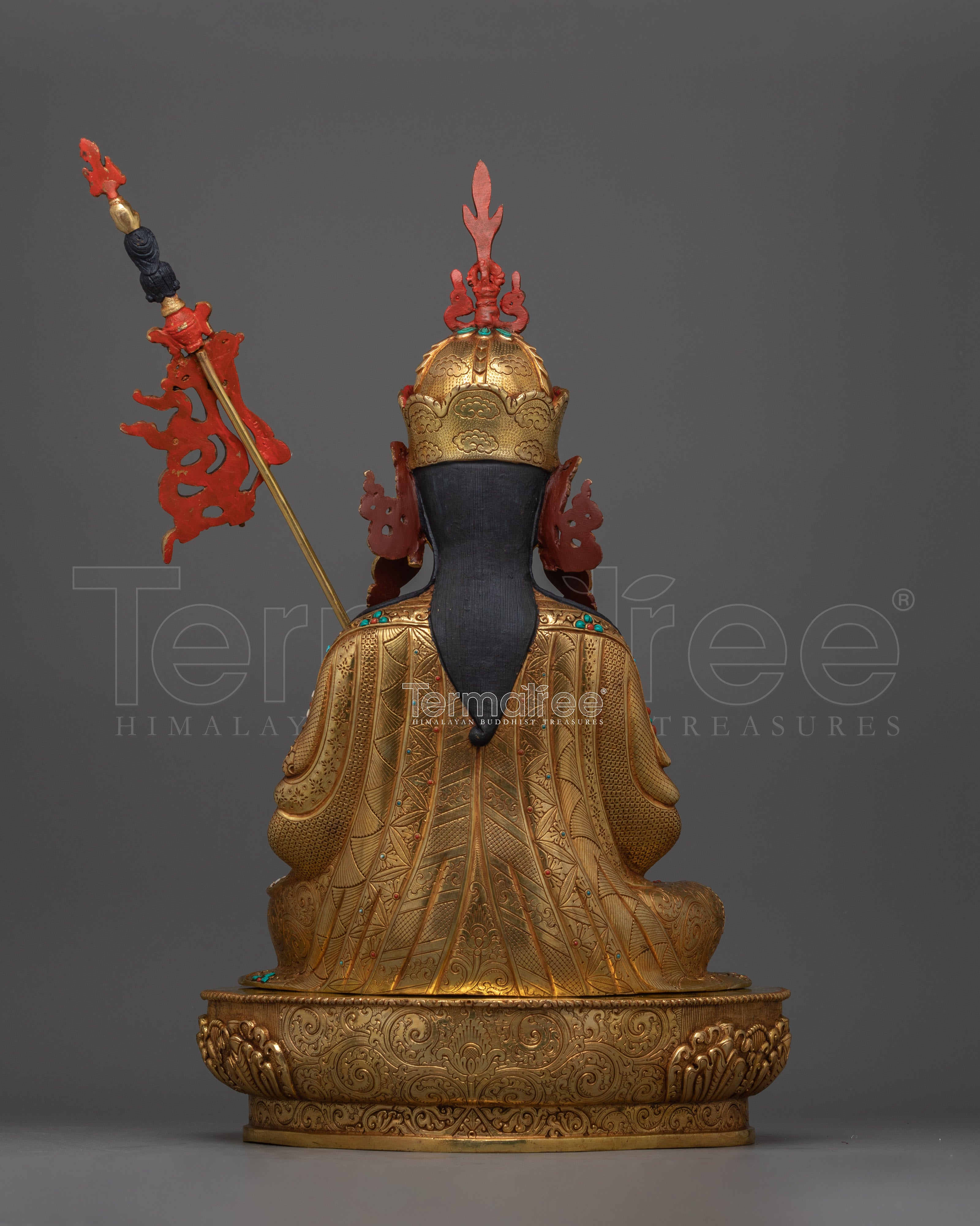 Guru Tsokye Dorje Gold Statue | Peaceful form of Guru Rinpoche